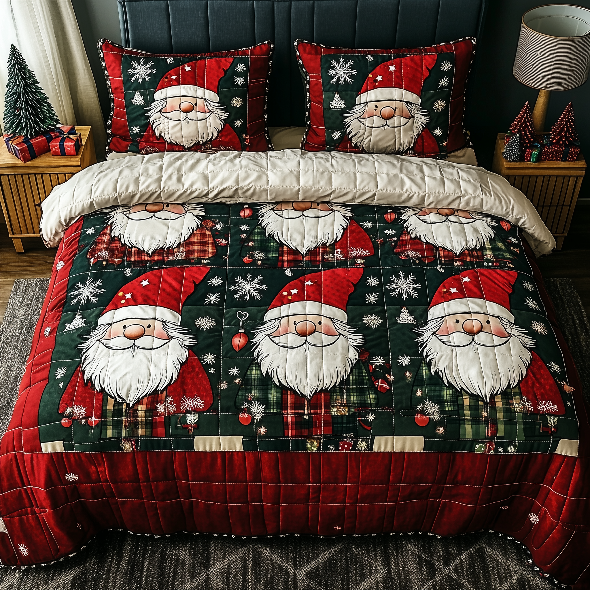 Jolly Gnomes 3-Piece Quilted Bedding Set GFTONL512