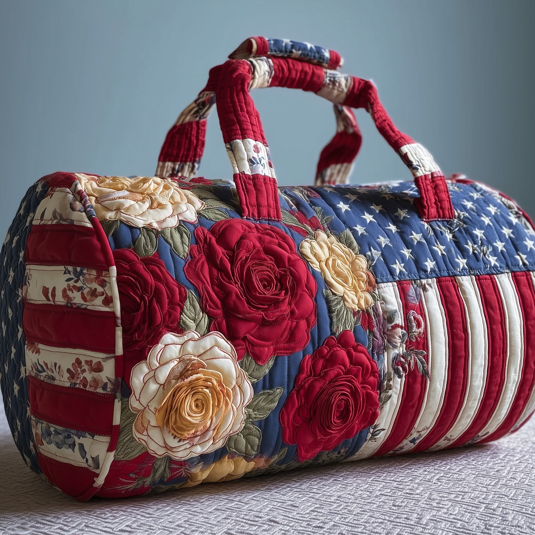 Patriotic Roses Quilted Duffle Bag GFTONL5122