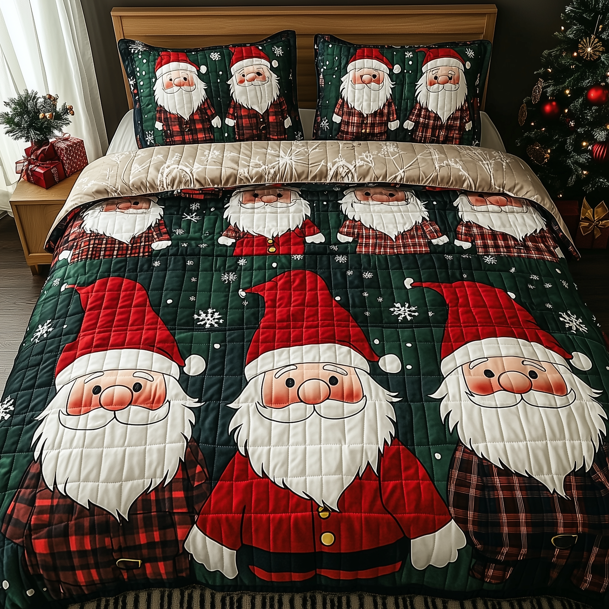 Jolly Gnomes 3-Piece Quilted Bedding Set GFTONL515