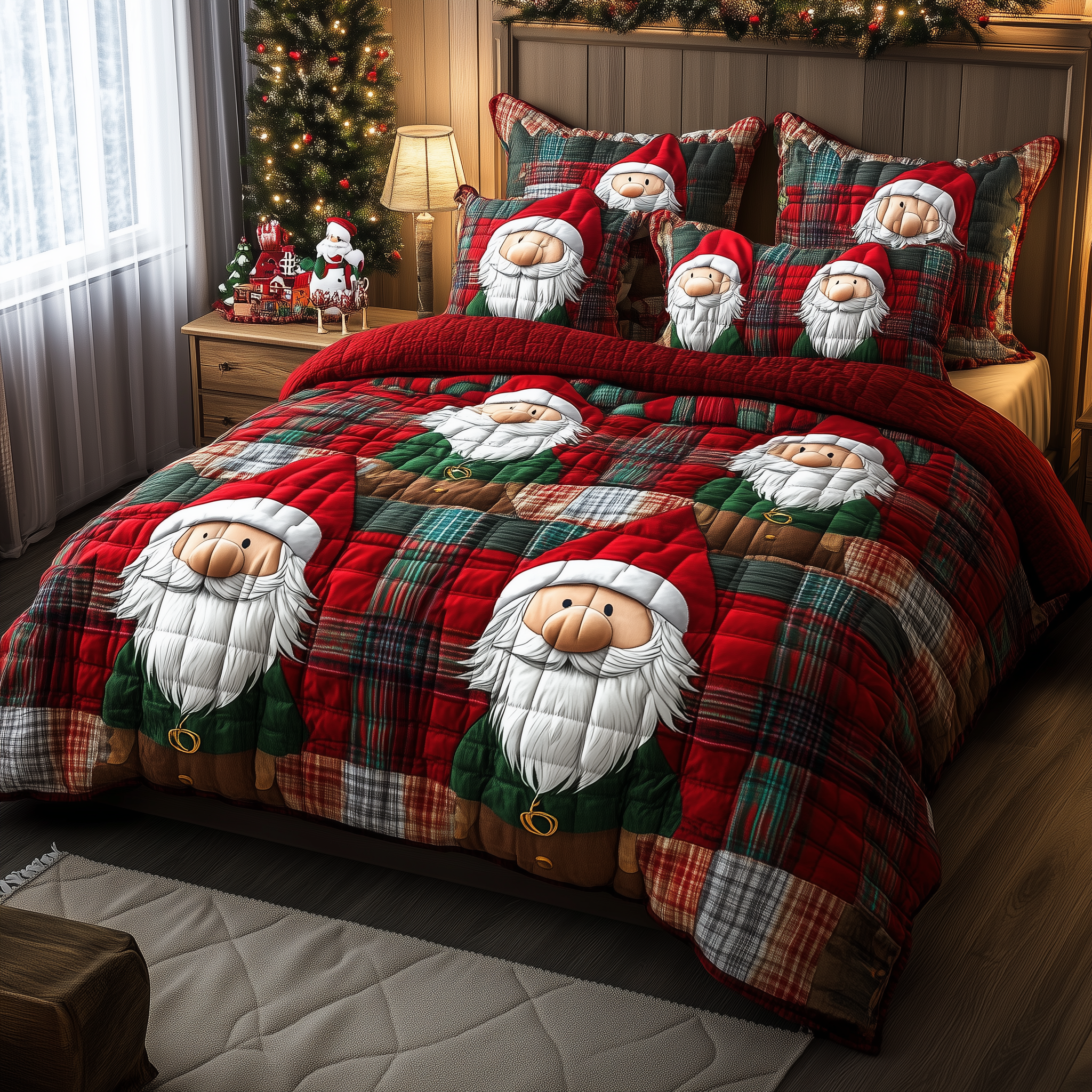Jolly Gnomes 3-Piece Quilted Bedding Set GFTONL516
