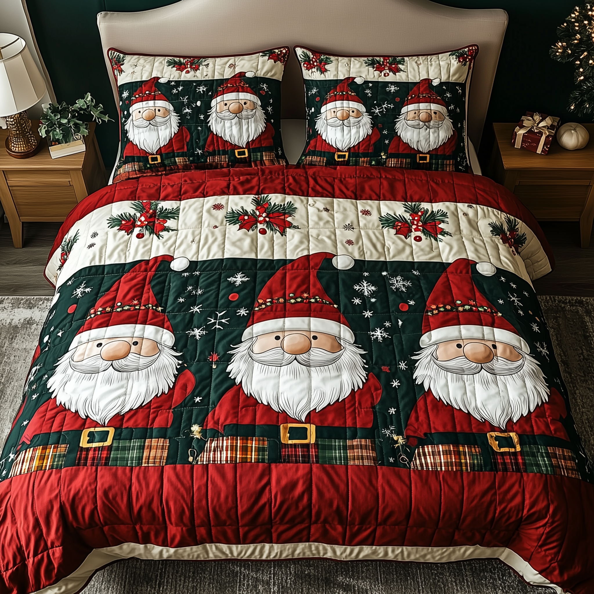 Jolly Gnomes 3-Piece Quilted Bedding Set GFTONL519