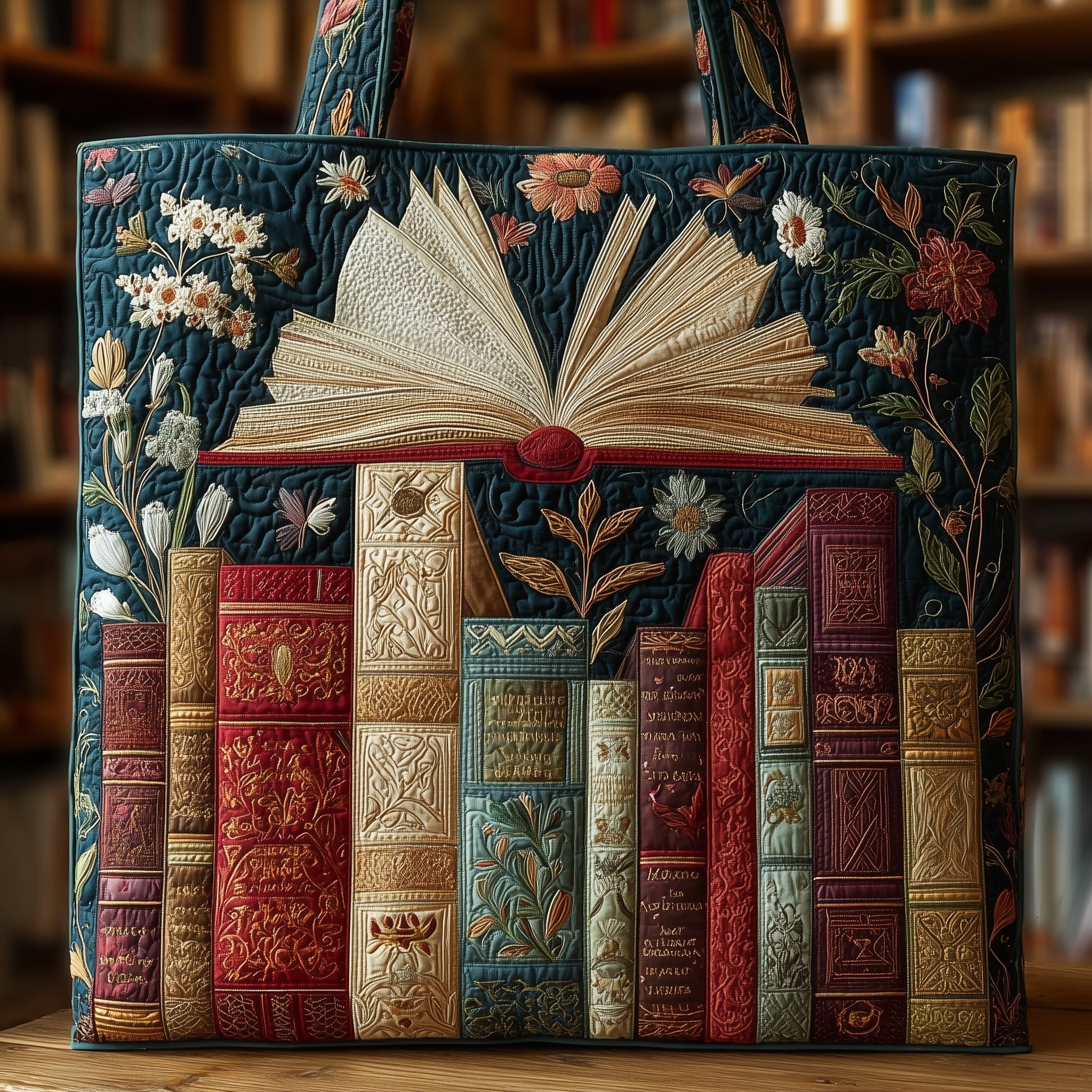 Vintage Bookworm Quilted Tote Bag GFTONL5214