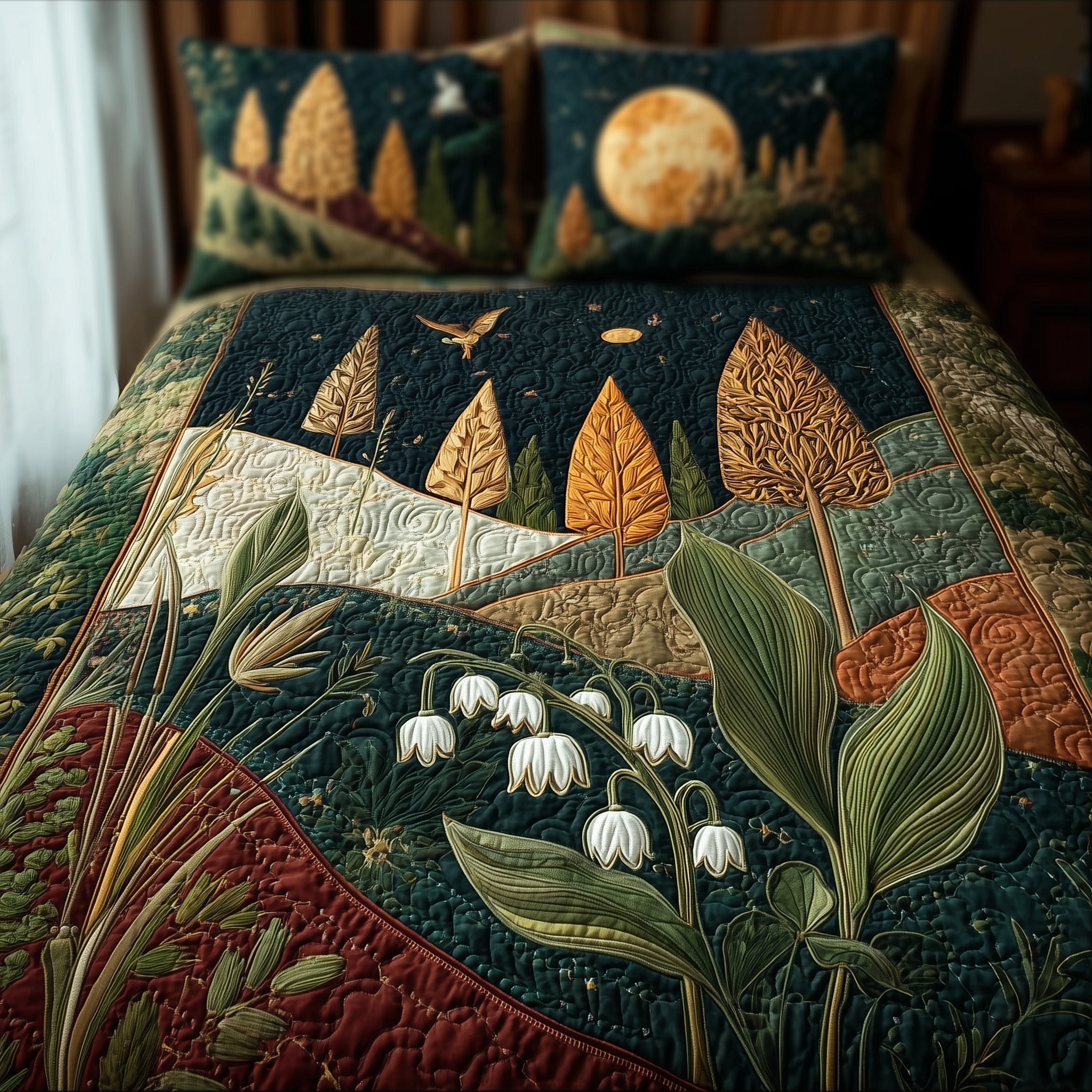 Lily Of The Valley 3-Piece Quilted Bedding Set GFTONL5365