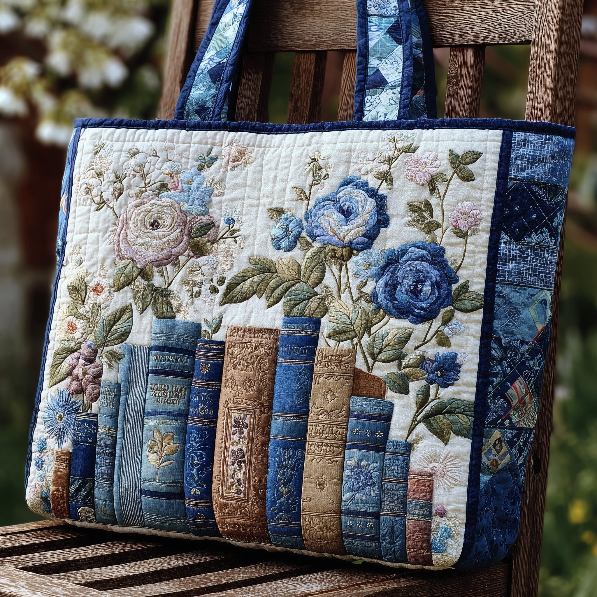 Floral Bookworm Quilted Tote Bag GFTONL5392