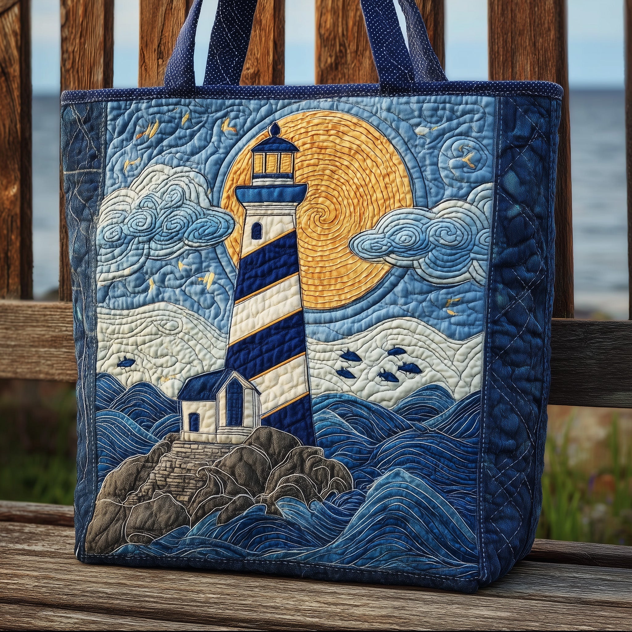 Nautical Lighthouse Quilted Tote Bag GFTONL5588