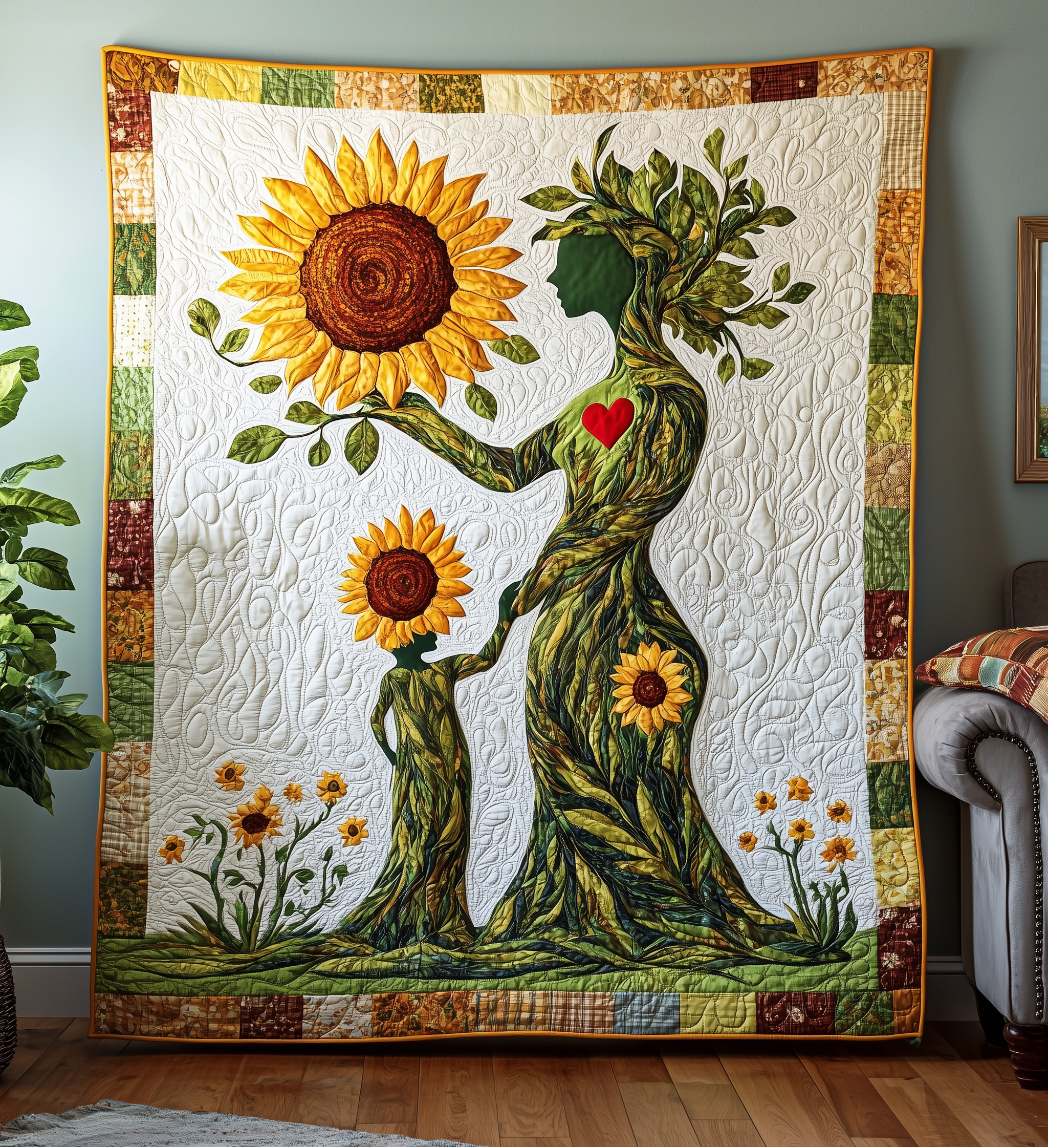 Mother & Daughter Bond Sunflowers Quilted Blanket GFTONL569