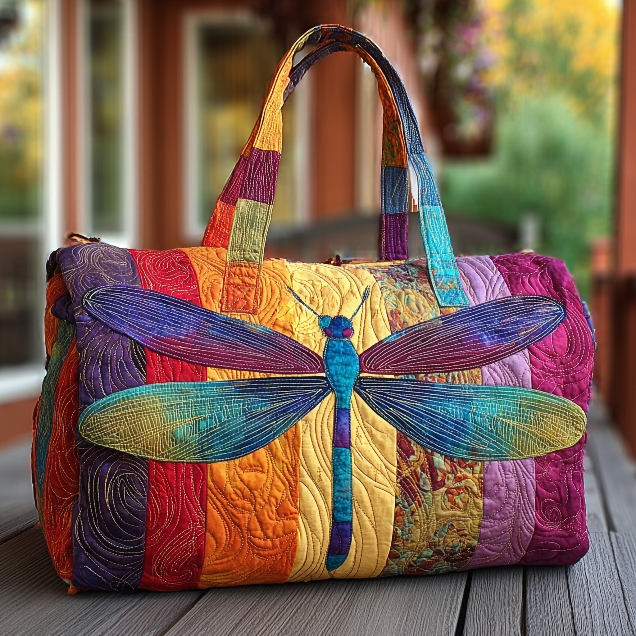 Sunshine Dragonfly Quilted Duffle Bag GFTONL5693