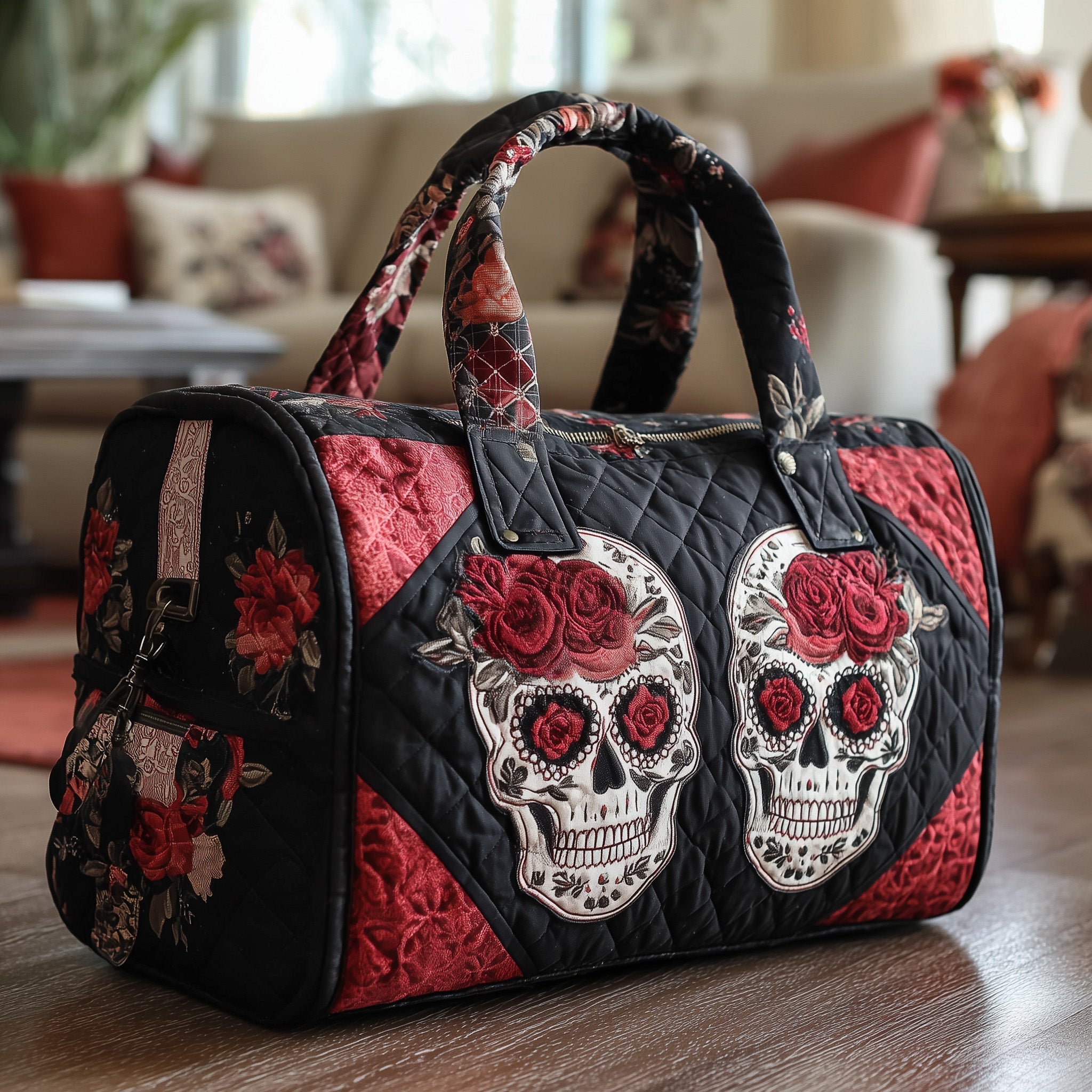 Skull Couple Quilted Duffle Bag GFTONL5805