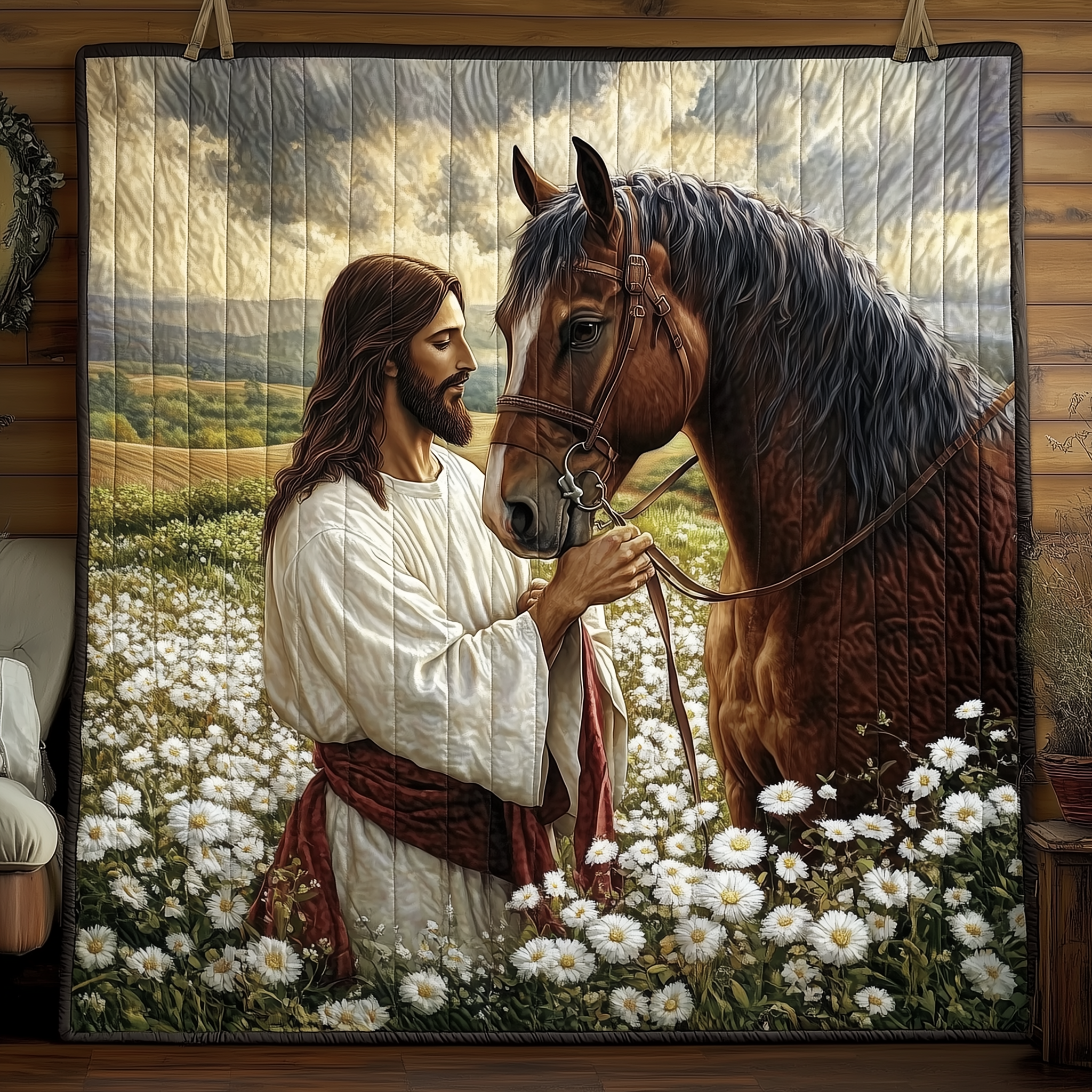 Horse Meets Jesus Quilted Blanket GFTONL588