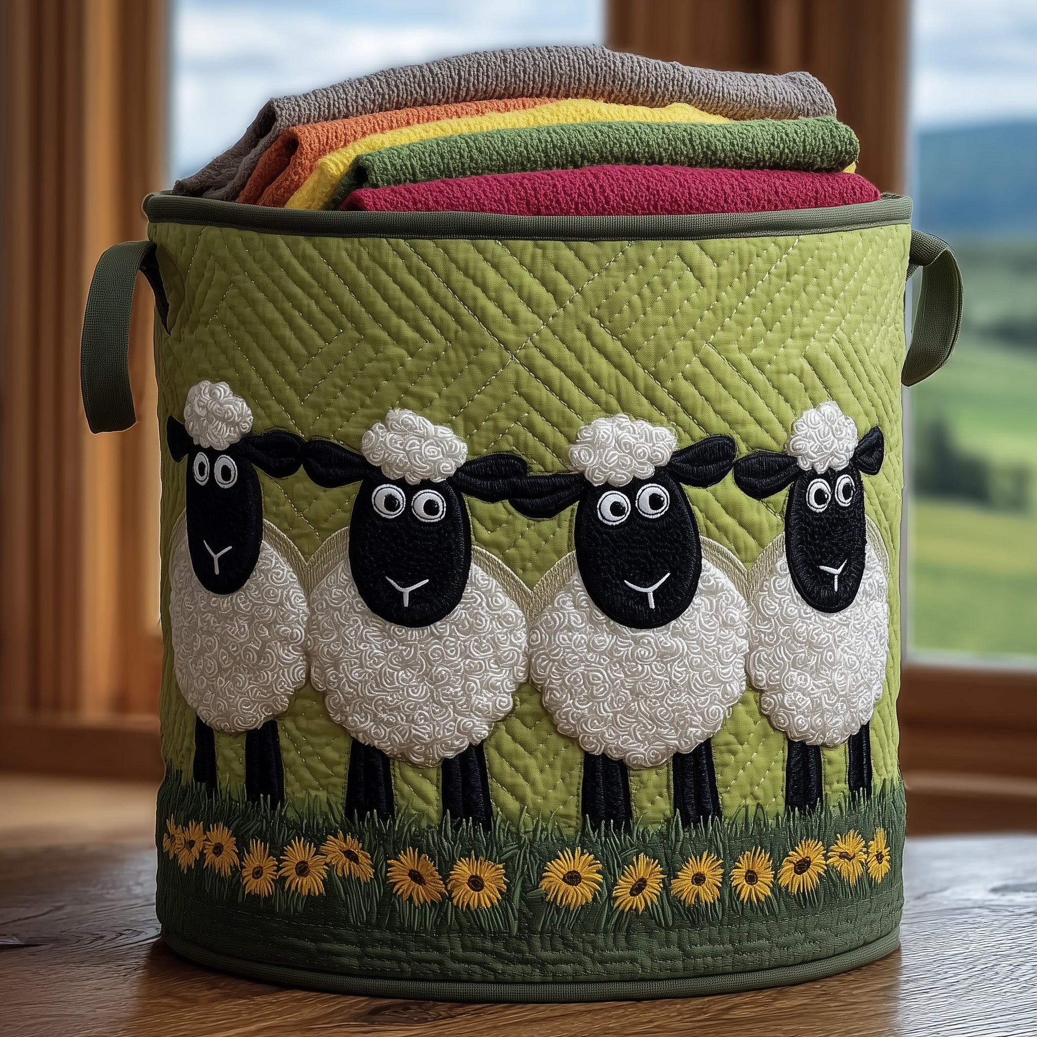 Sheep Heaven Quilted Laundry Basket GFTONL5888
