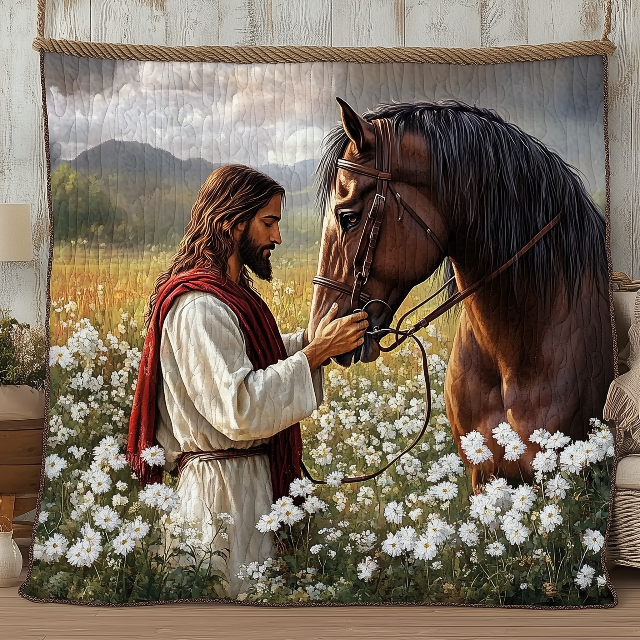 Horse Meets Jesus Quilted Blanket GFTONL590