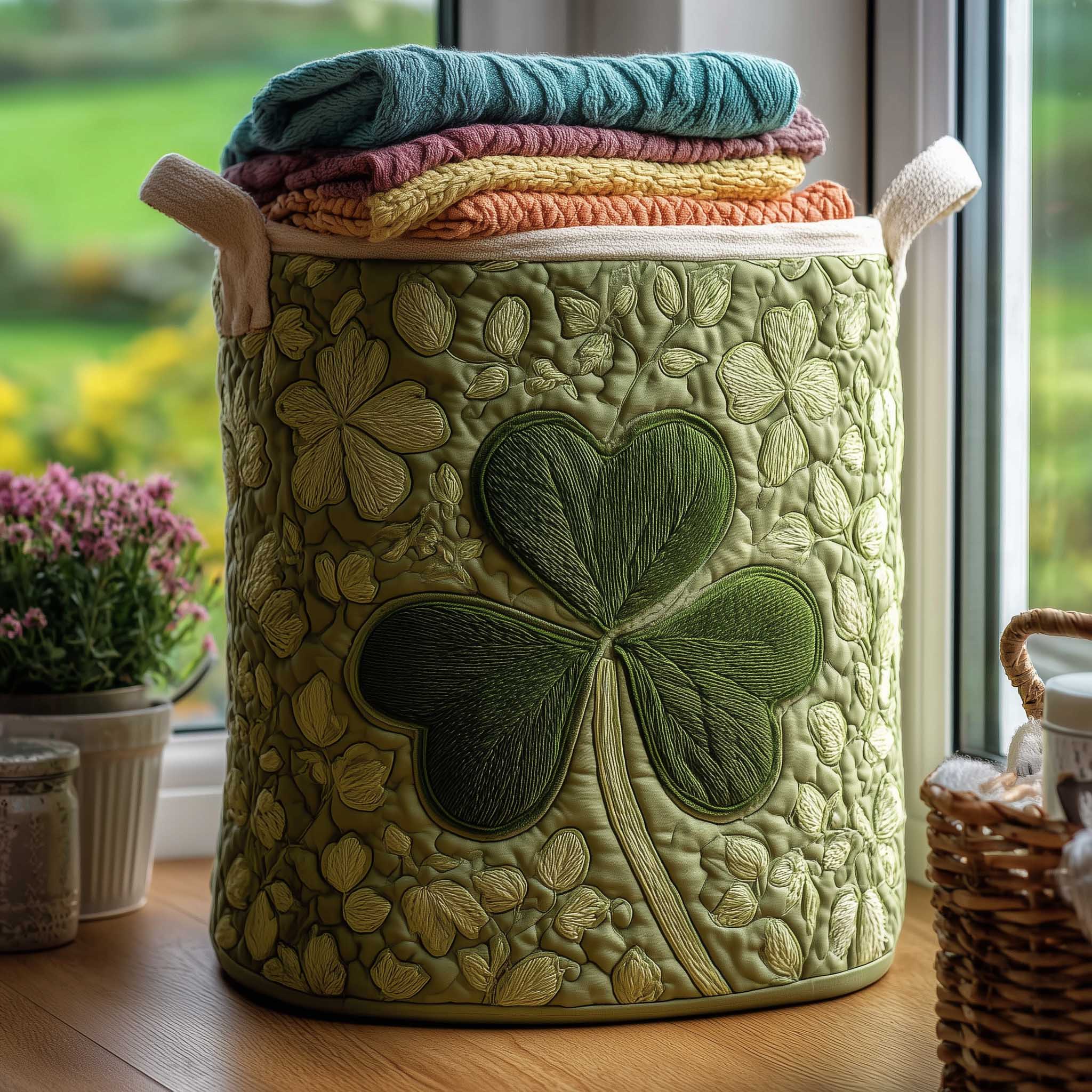 Irish Shamrock Quilted Laundry Basket GFTONL5967
