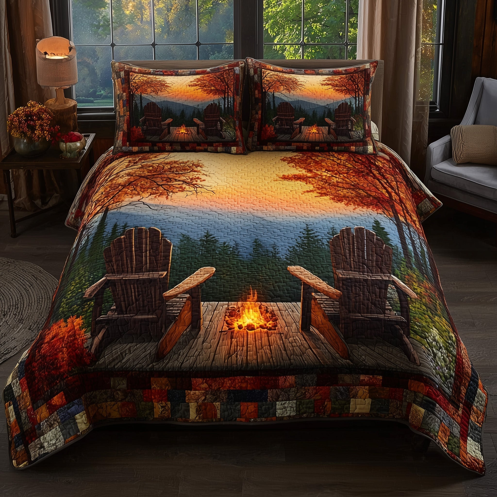 Harmony Autumn 3-Piece Quilted Bedding Set GFTONL5984