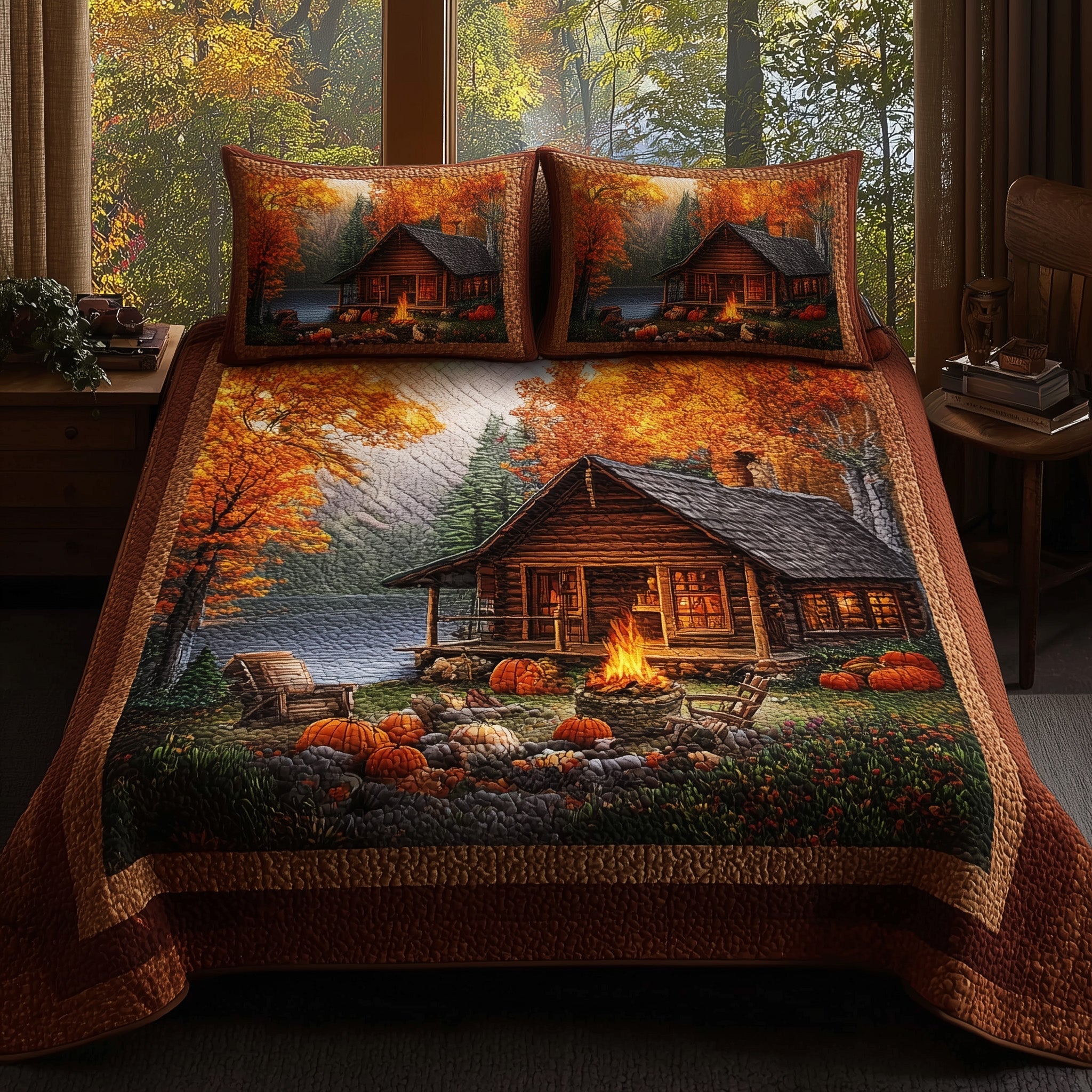 Campfire Autumn 3-Piece Quilted Bedding Set GFTONL5985