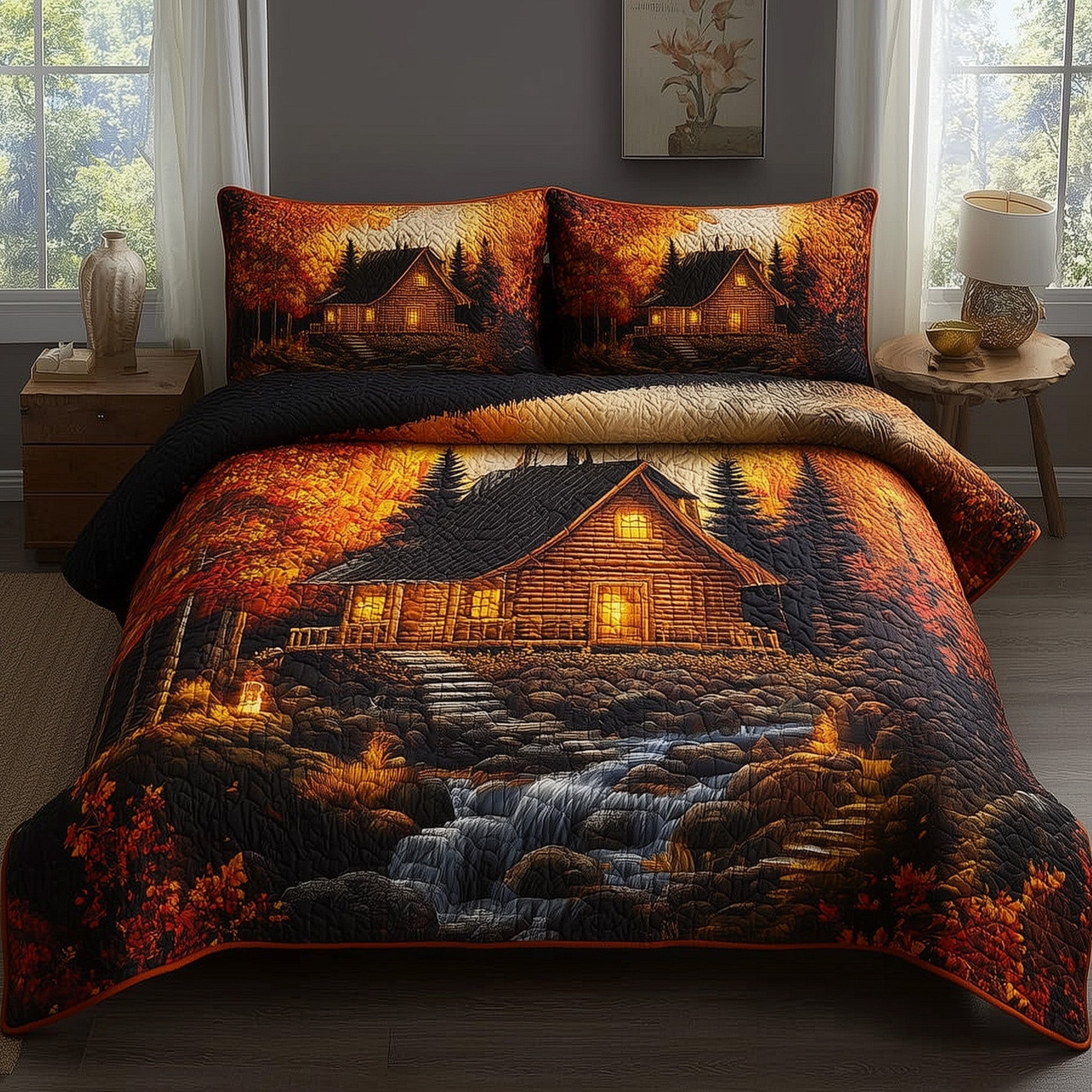 Autumn Cabin 3-Piece Quilted Bedding Set GFTONL5987