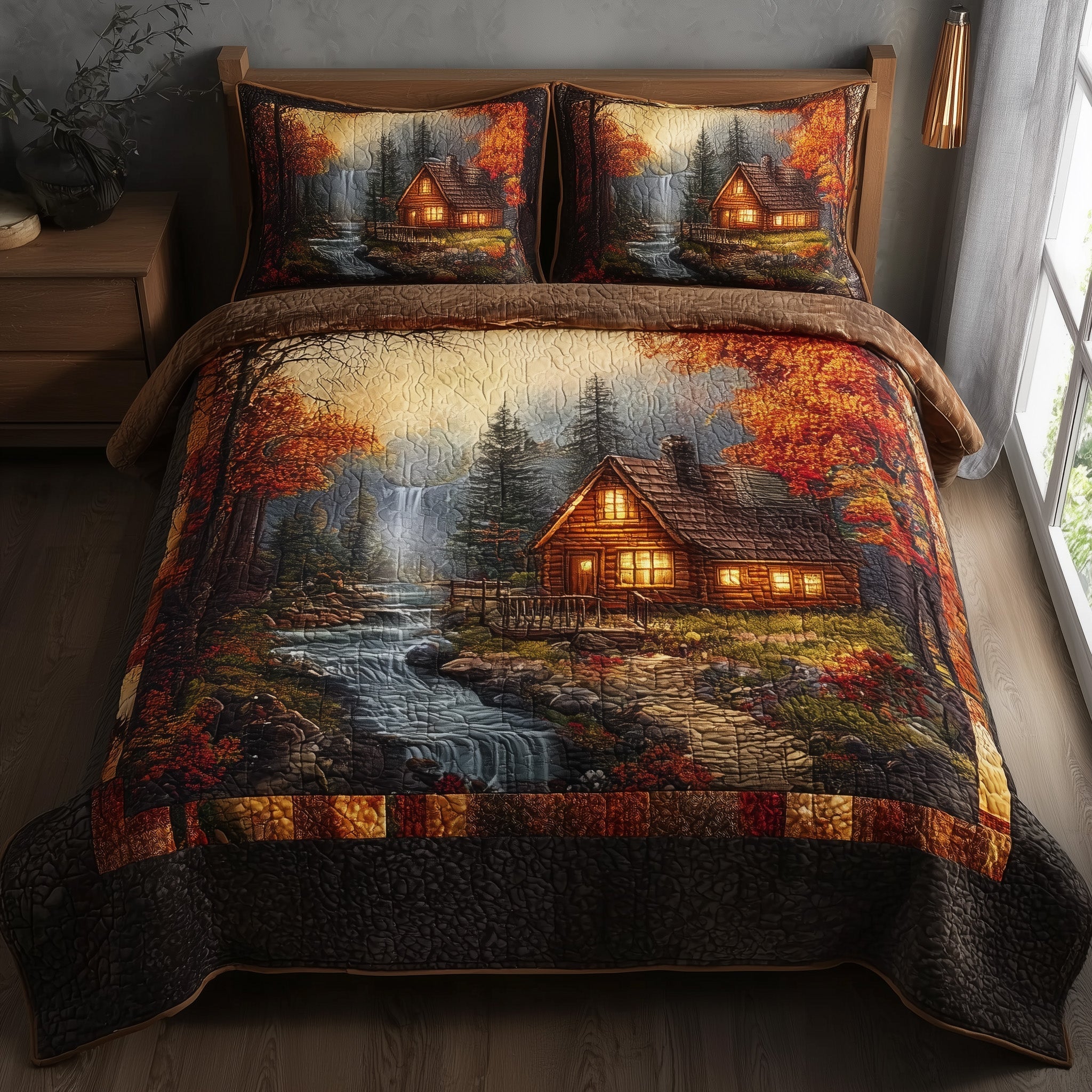 Autumn Cabin 3-Piece Quilted Bedding Set GFTONL5988