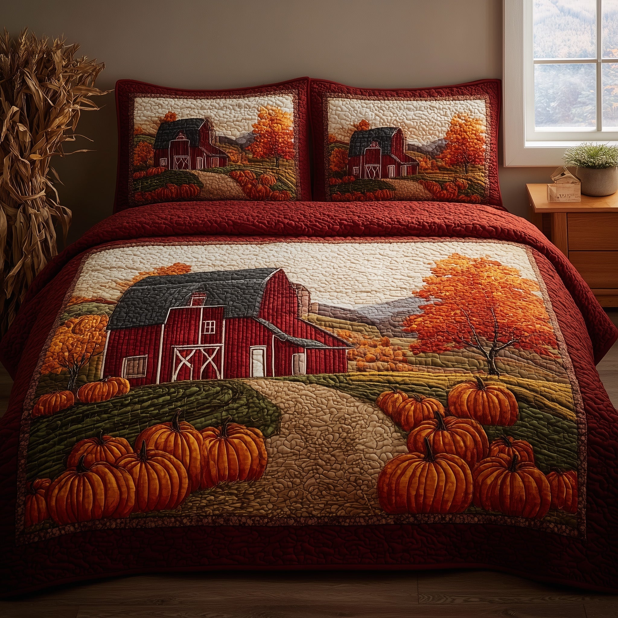 Pumpkin Barn 3-Piece Quilted Bedding Set GFTONL6000