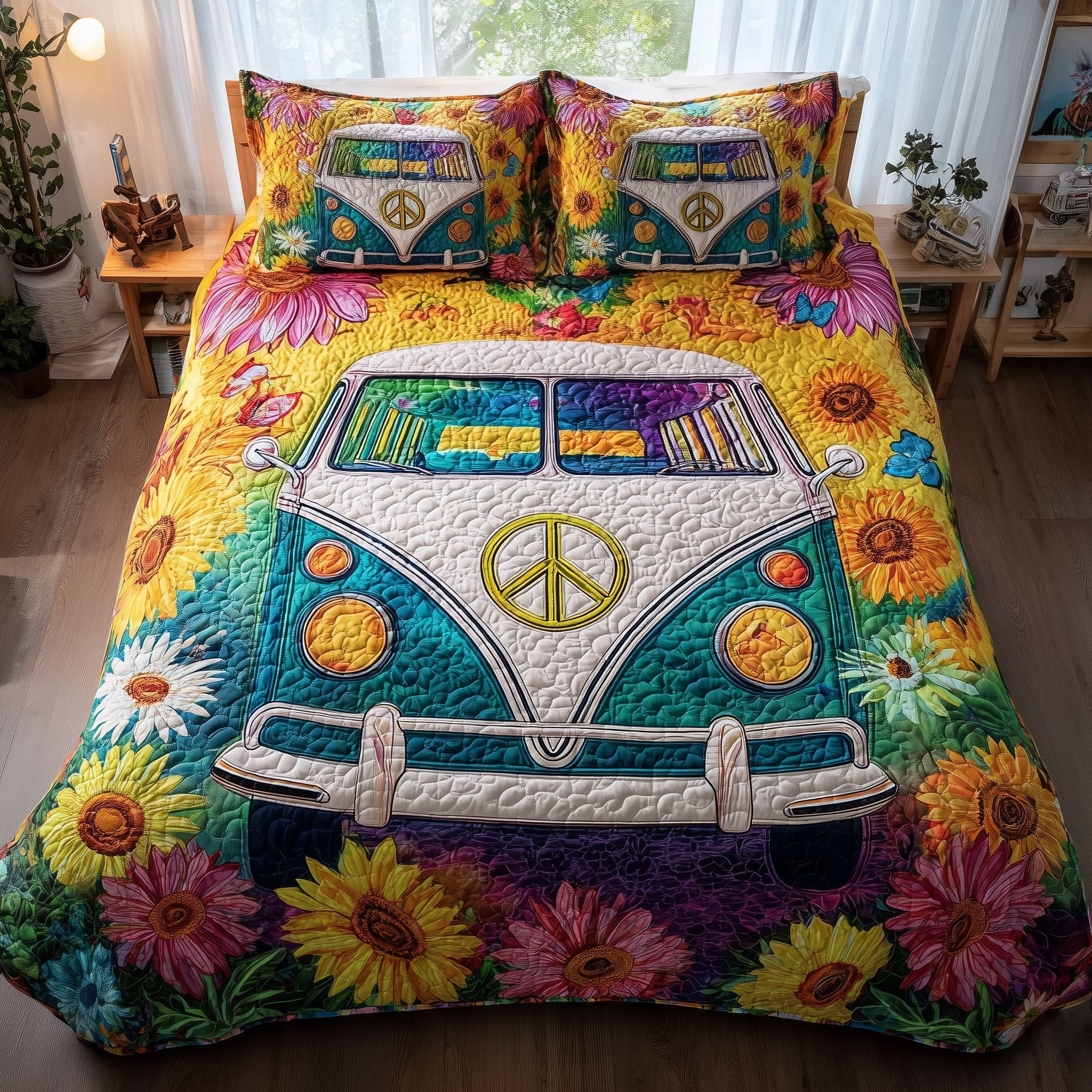 Hippie Van 3-Piece Quilted Bedding Set GFTONL6051