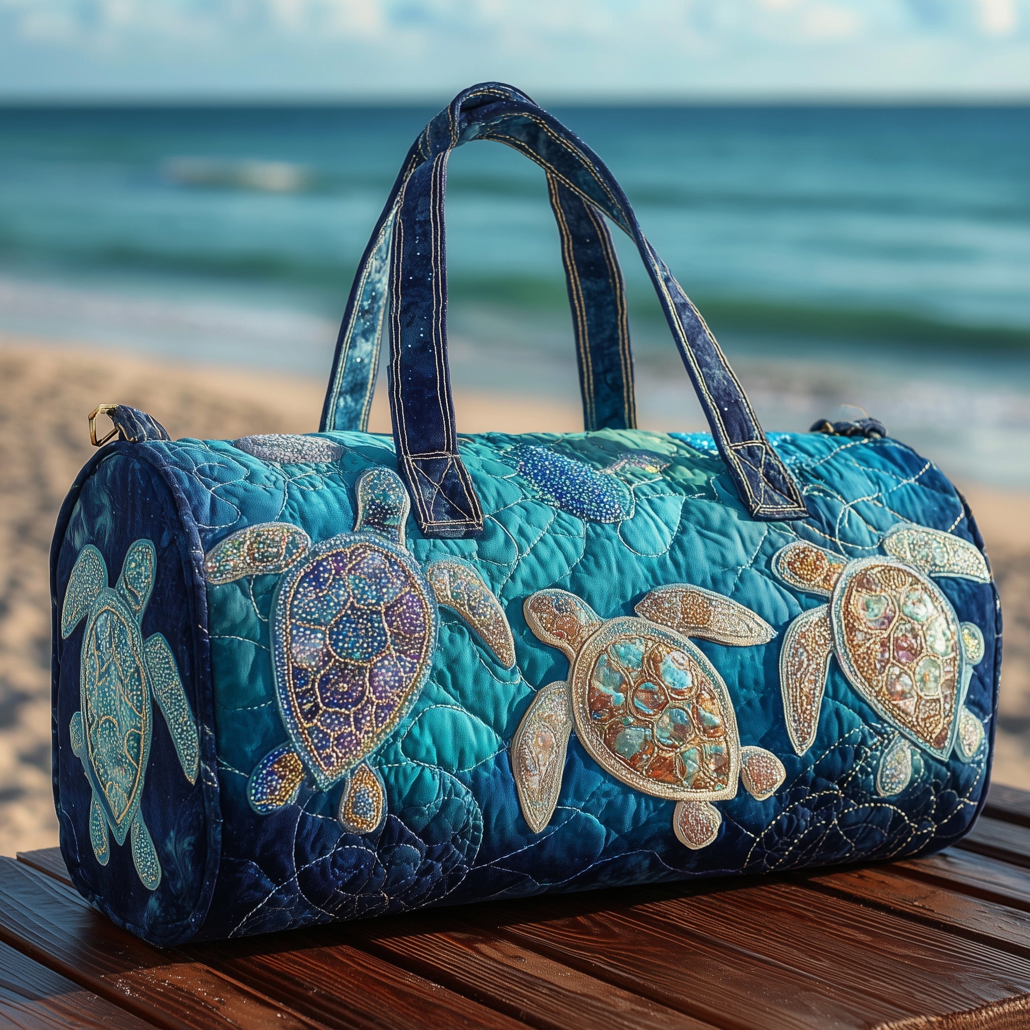 Turtle Charm Quilted Duffle Bag GFTONL6308
