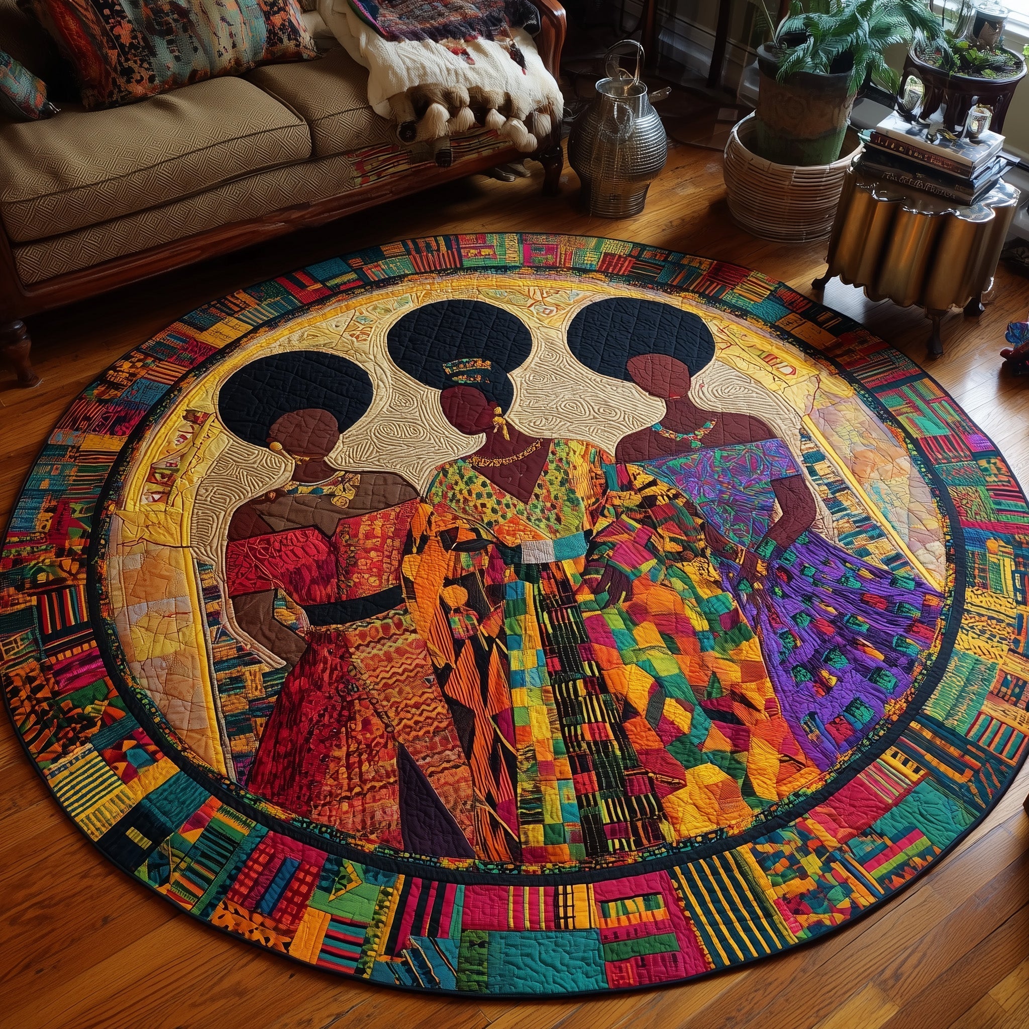 Melanin Crown Quilted Round Mat GFTONL6860