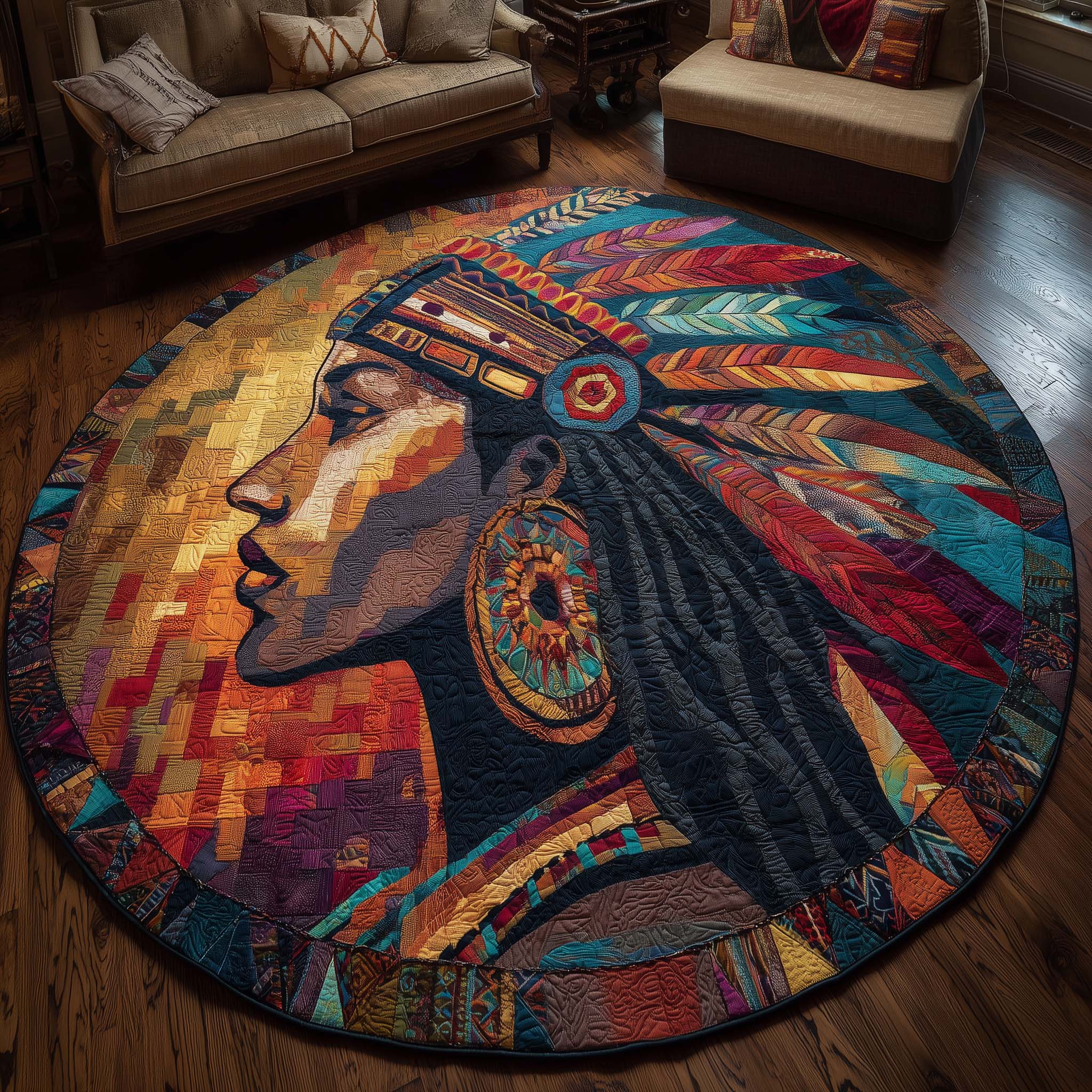 Native Queen Quilted Round Mat GFTONL6947