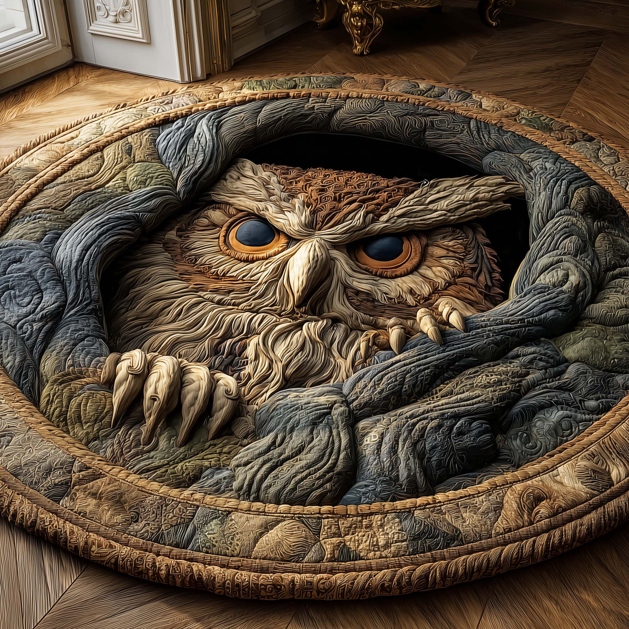 Hollow Owl Quilted Round Mat GFTONL7001