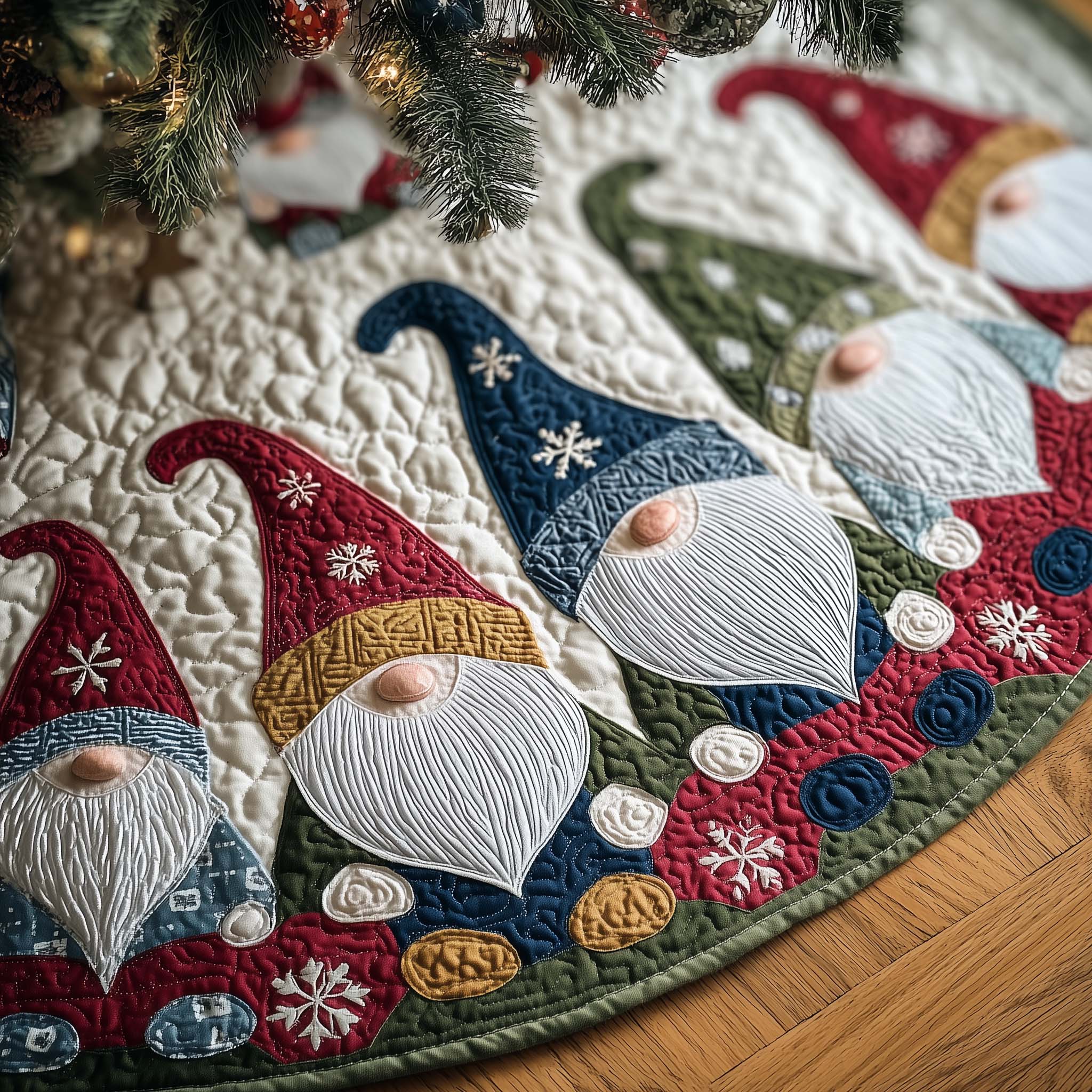Joyful Gnome Quilted Tree Skirt GFTONL7077