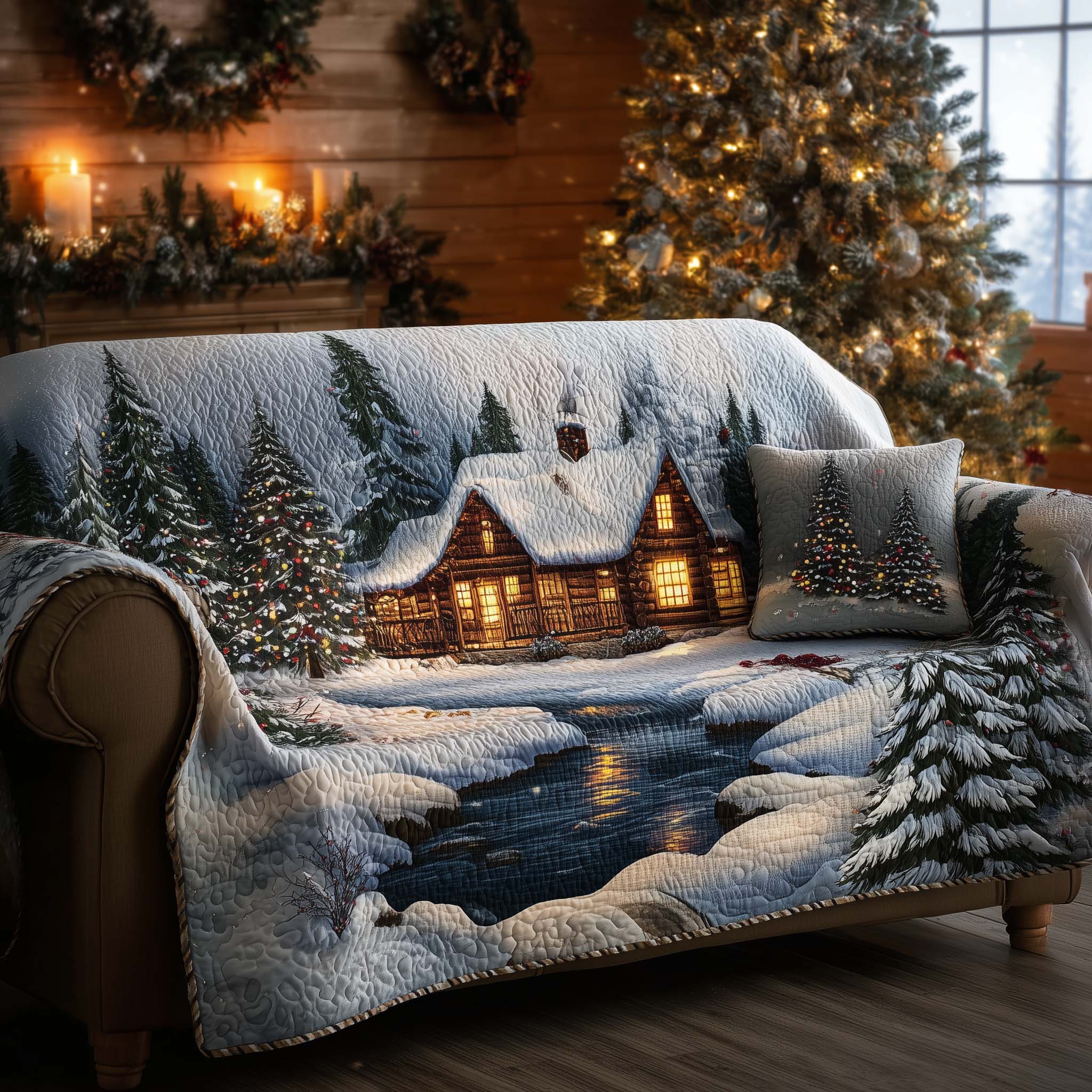 Peaceful Cabin Quilted Sofa Cover GFTONL7106