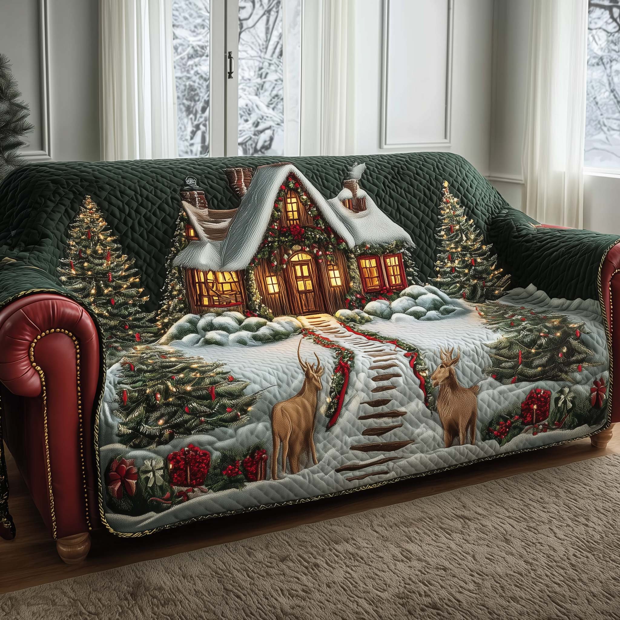 Peaceful Cabin Quilted Sofa Cover GFTONL7108