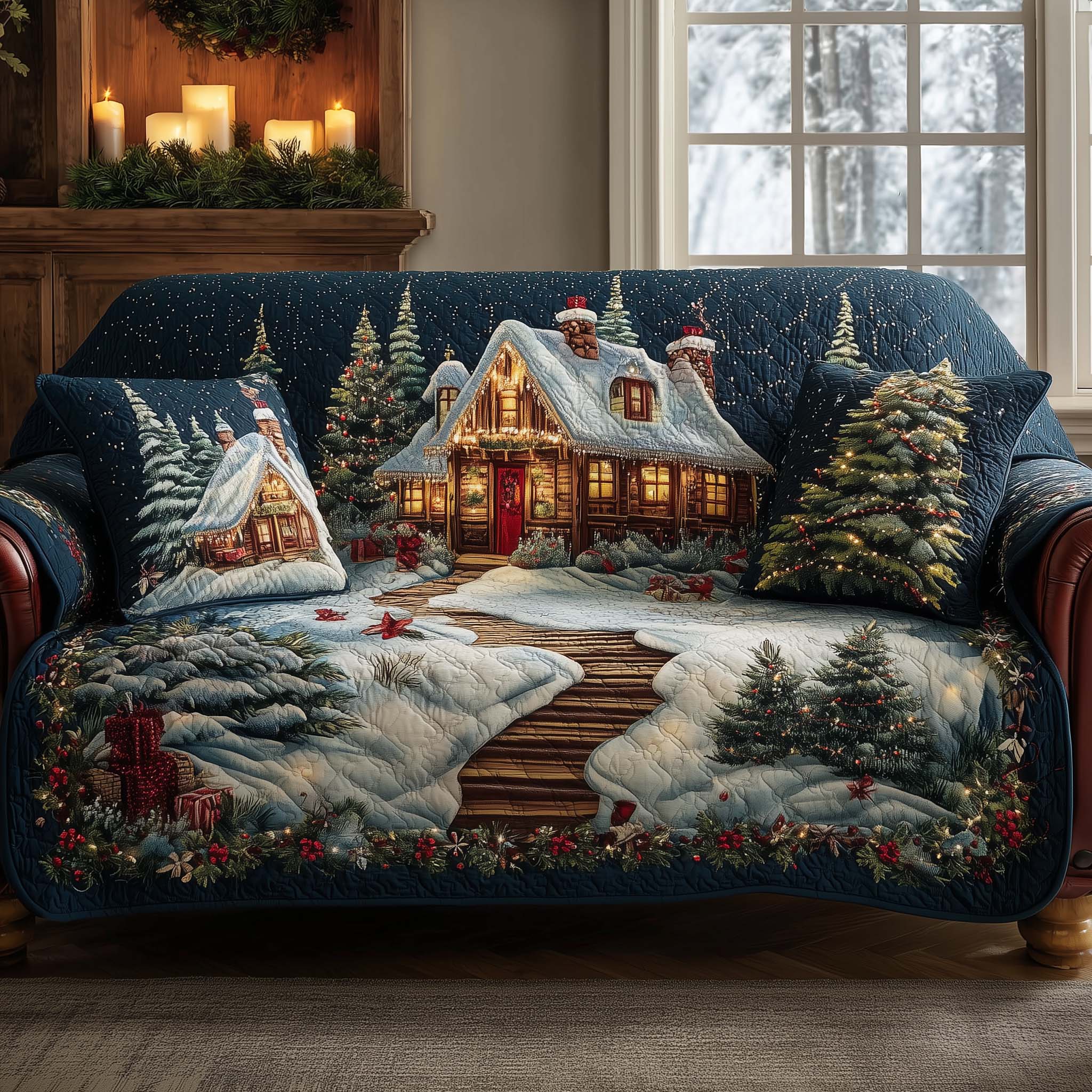 Peaceful Cabin Quilted Sofa Cover GFTONL7110