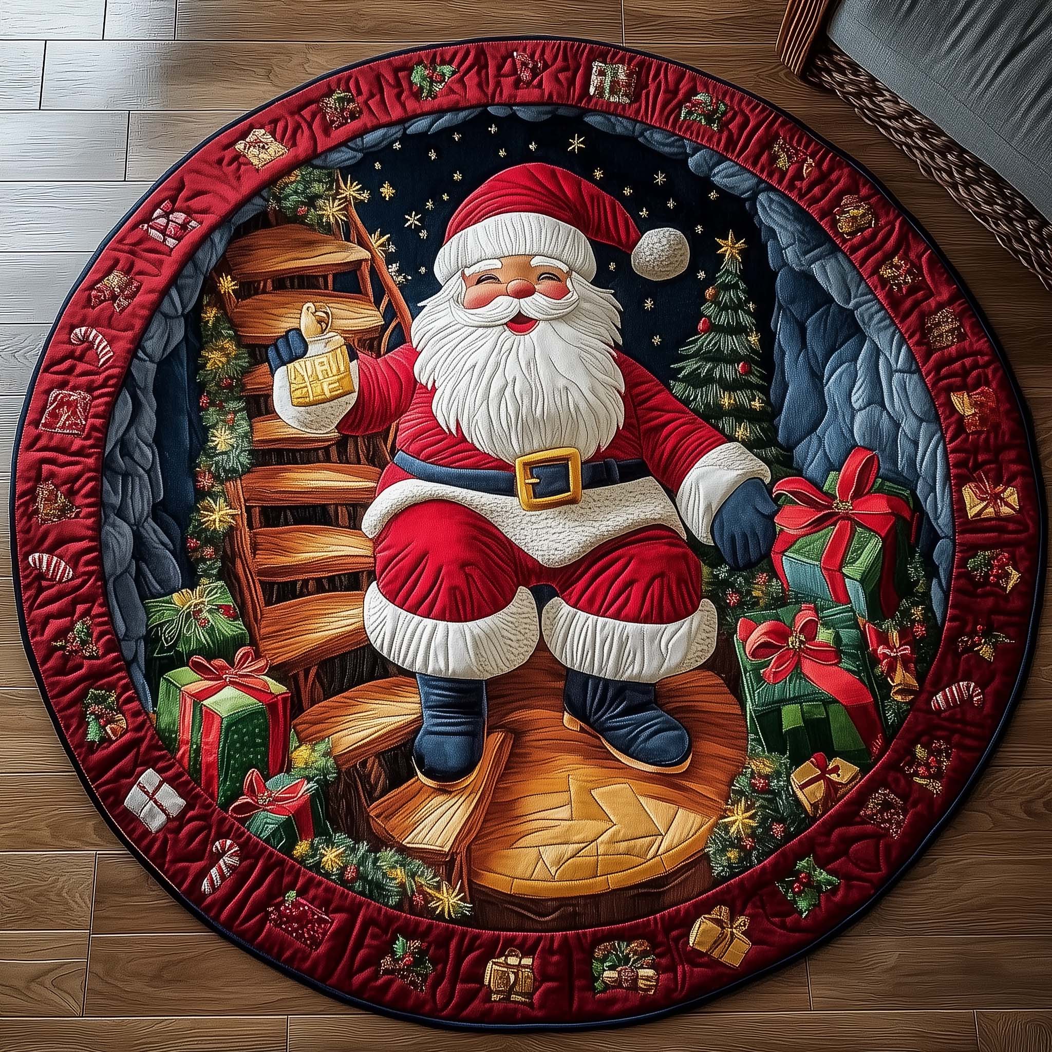 Funky Santa Quilted Round Mat GFTONL7216