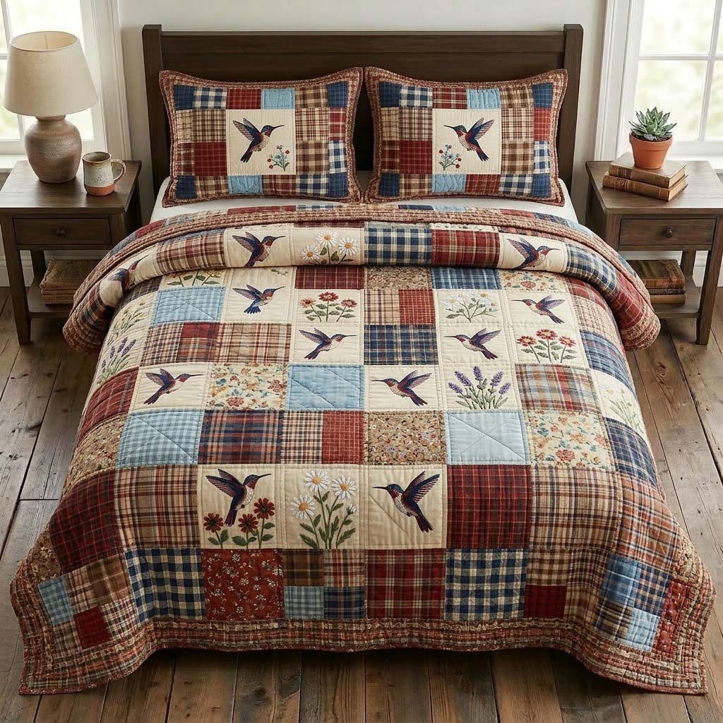 Hummingbird 3-Piece Quilted Bedding Set GFTONL7325