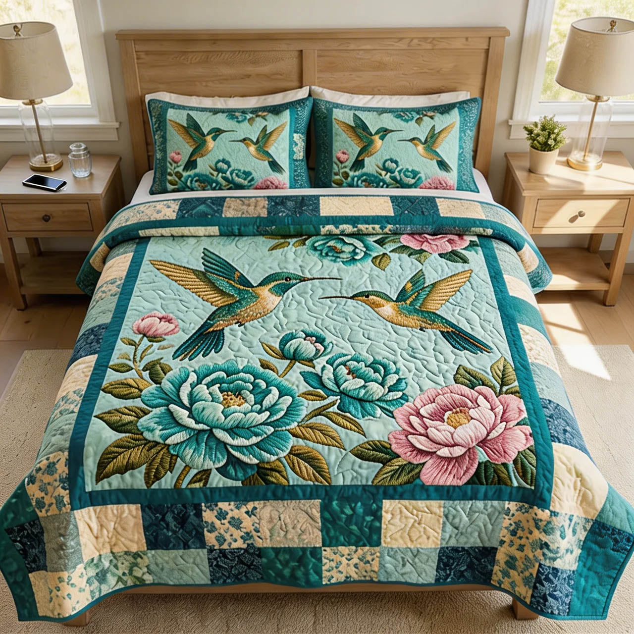 Blue Sanctuary 3-Piece Quilted Bedding Set GFTONL7336