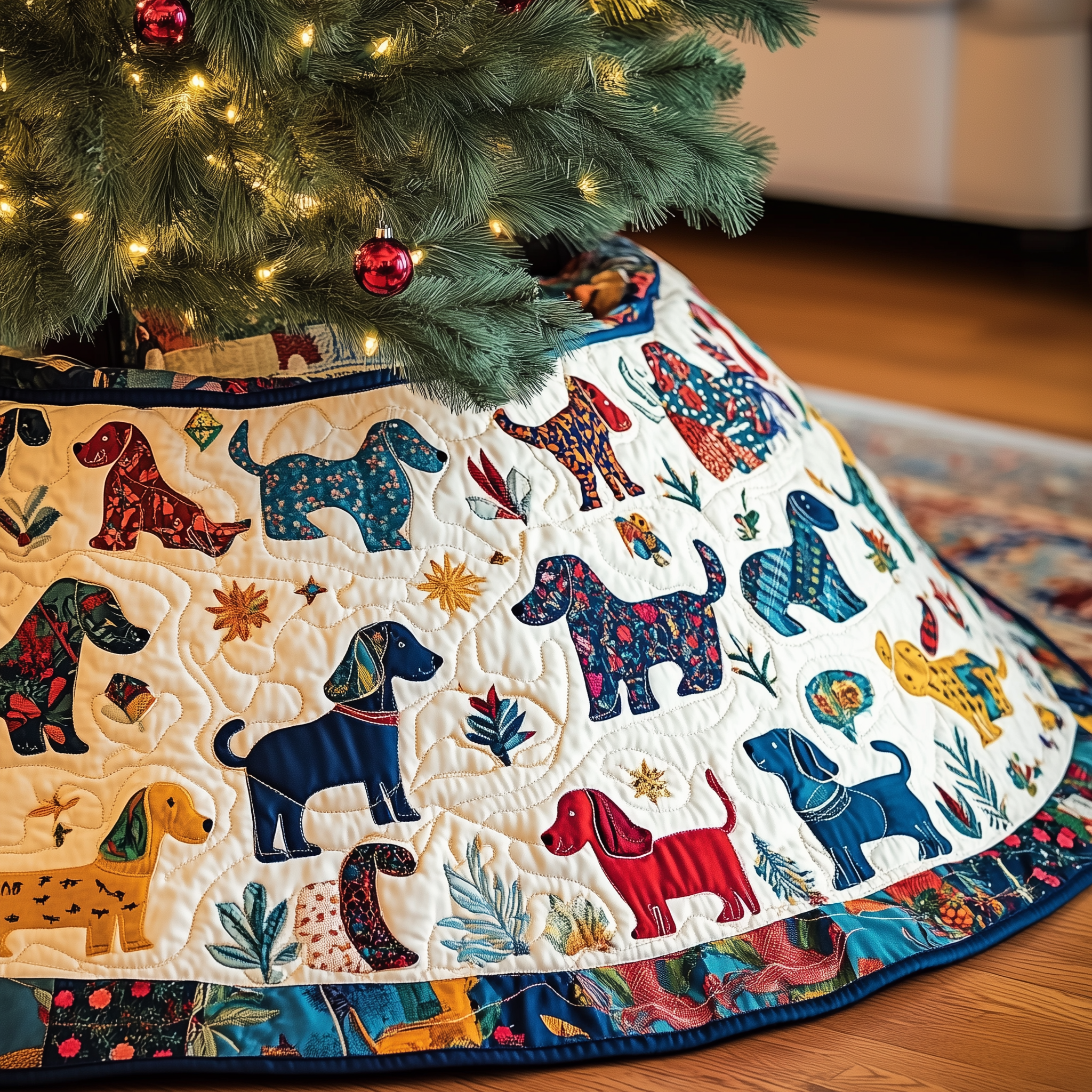Playful Dachshund Quilted Tree Skirt GFTONL927