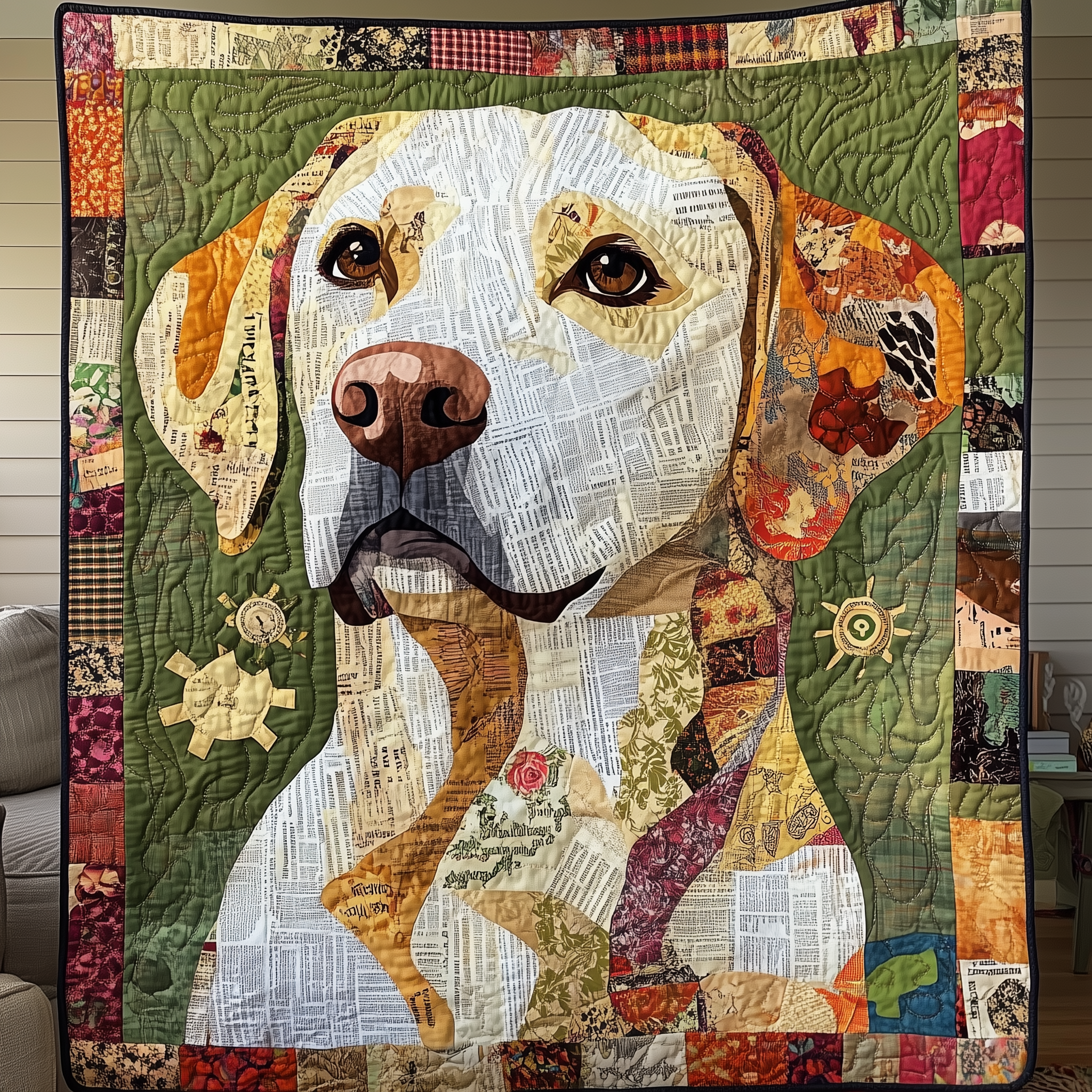 Colorful Labrador Retriever Quilted Blanket GFTONL984