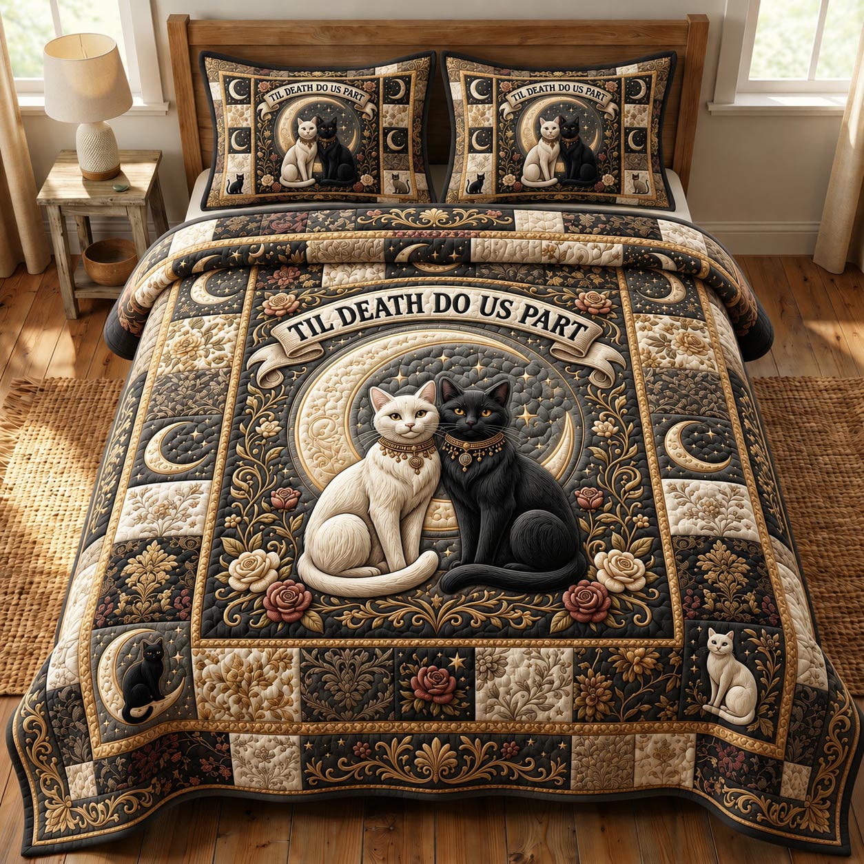 Cat Lovers 3-Piece Quilted Bedding Set GFTONMU1002