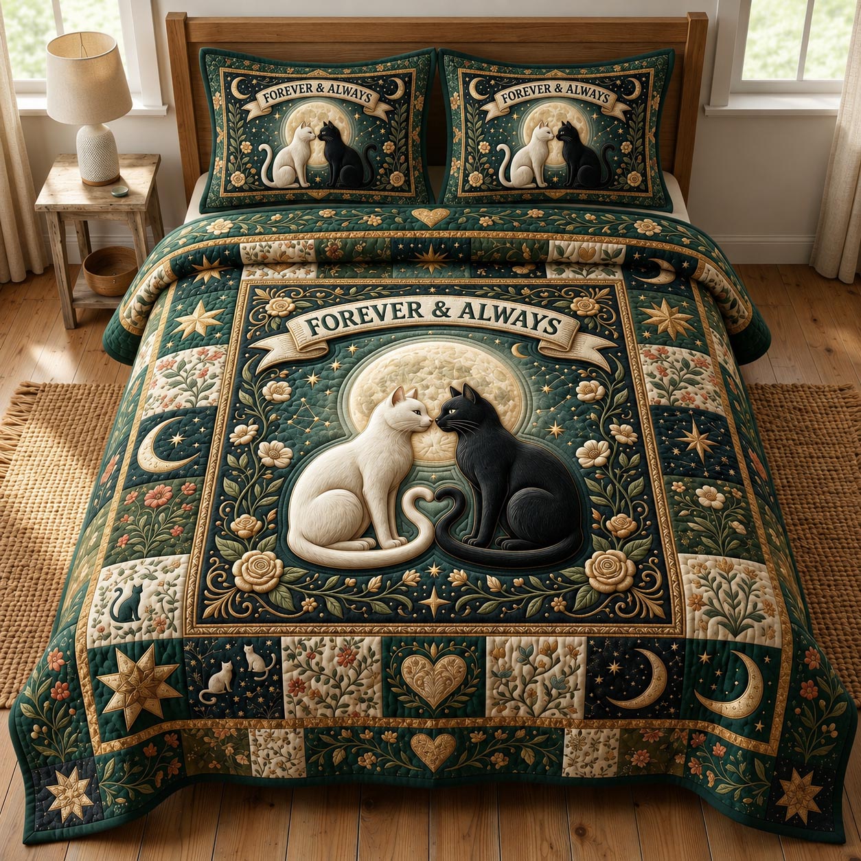 Cat Lovers 3-Piece Quilted Bedding Set GFTONMU1003
