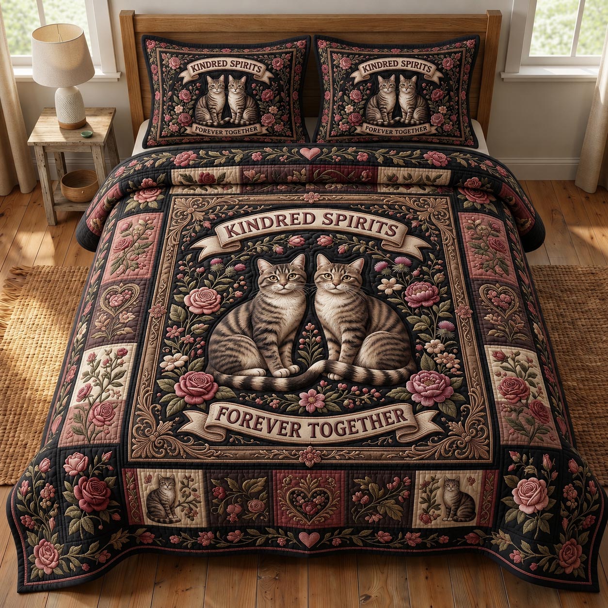 Cat Lovers 3-Piece Quilted Bedding Set GFTONMU1006