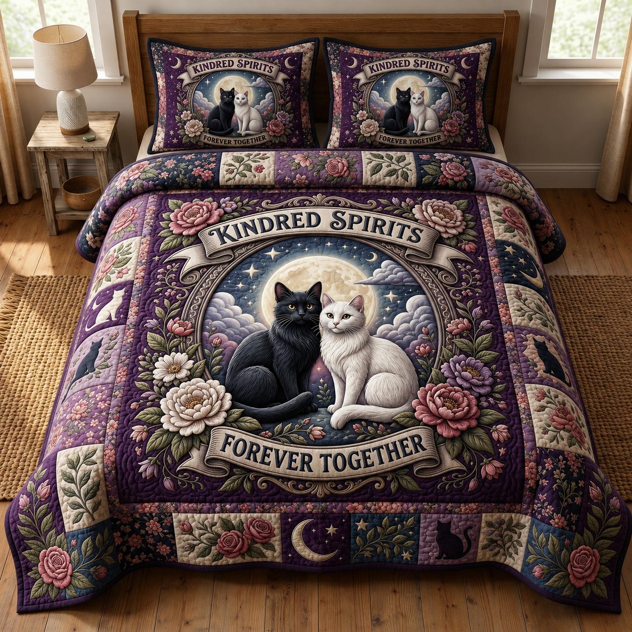 Cat Lovers 3-Piece Quilted Bedding Set GFTONMU1008