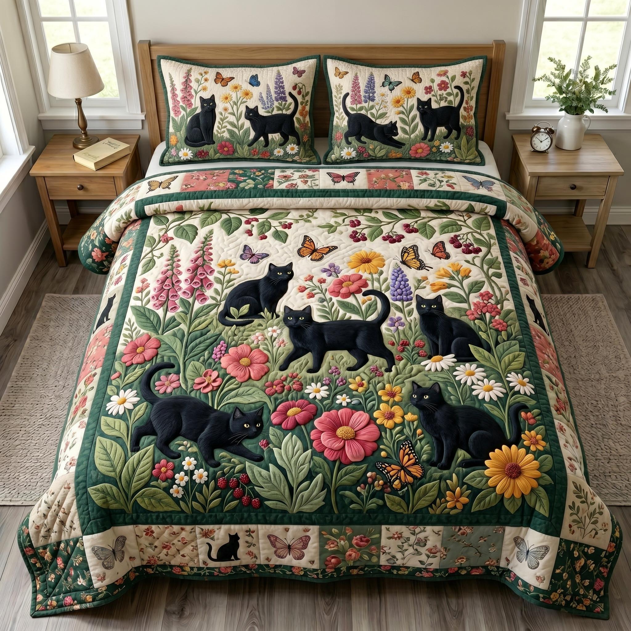Cat Bliss 3-Piece Quilted Bedding Set GFTONMU1010