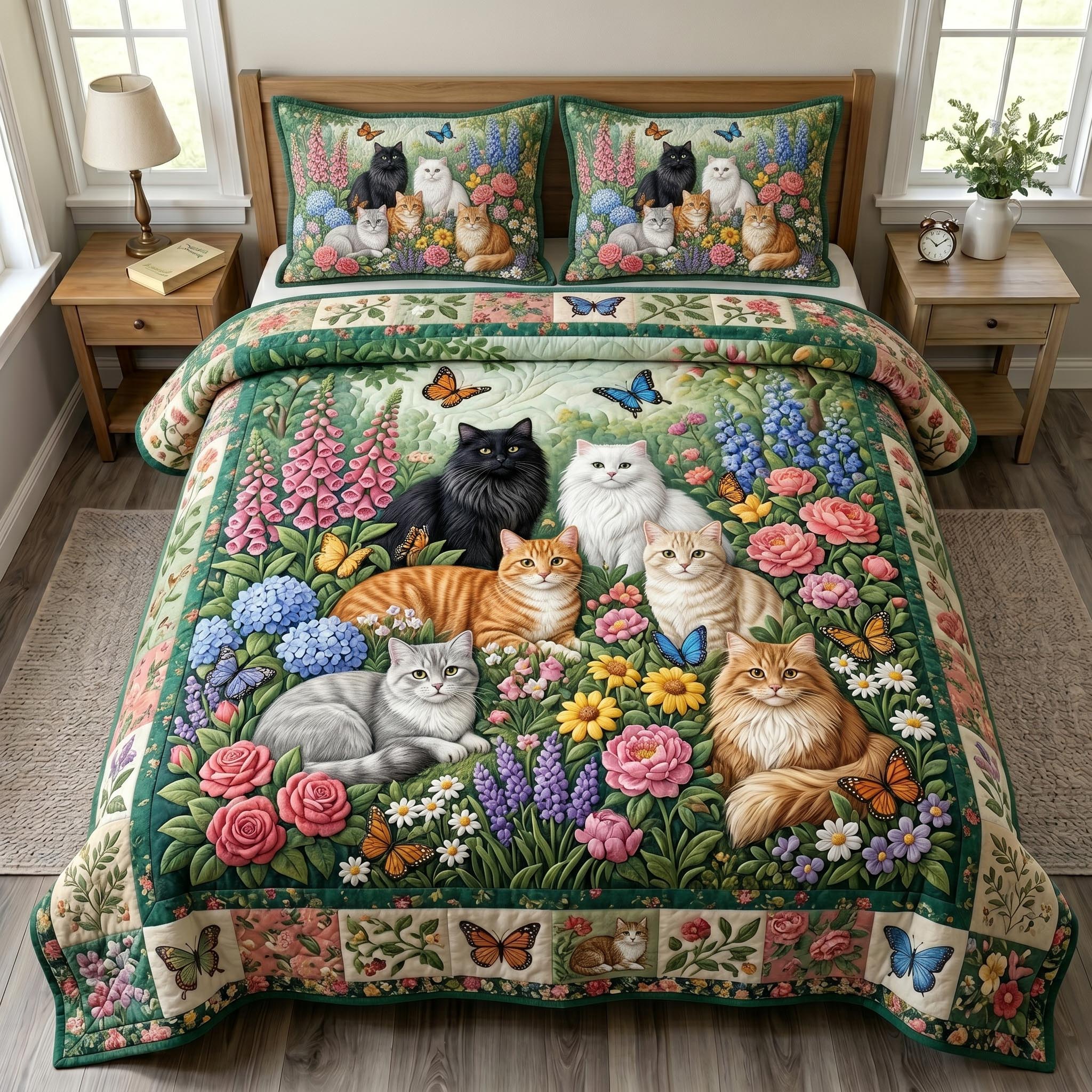 Cat Bliss 3-Piece Quilted Bedding Set GFTONMU1011