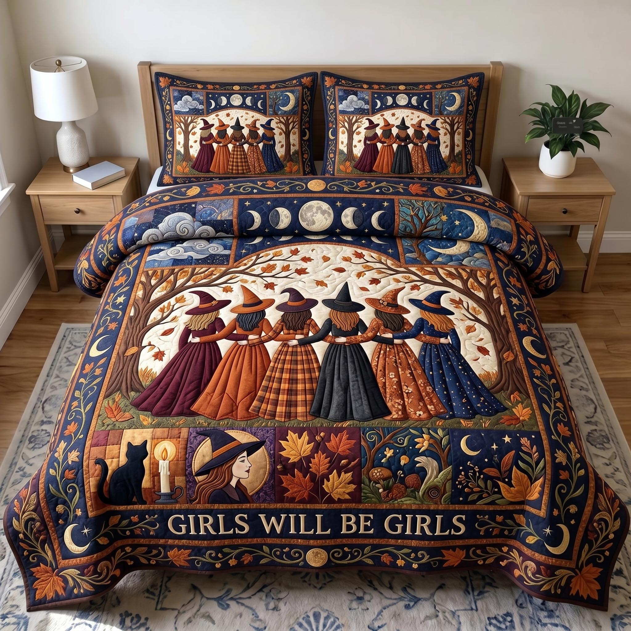 Witches Coven 3-Piece Quilted Bedding Set GFTONMU1016