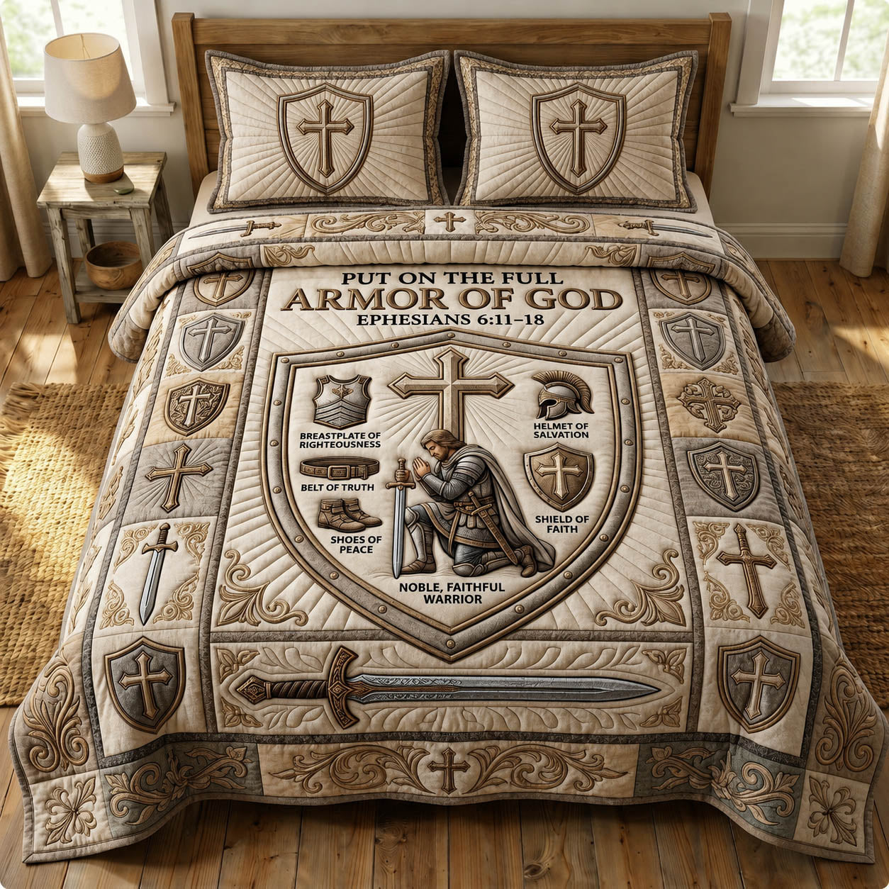 Armor Of God 3-Piece Quilted Bedding Set GFTONMU1132