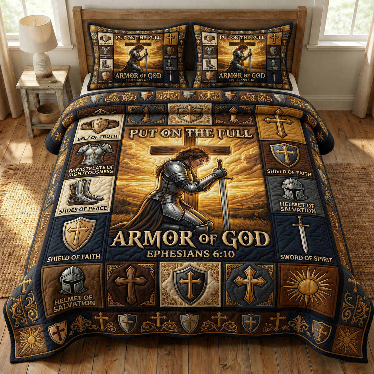 Armor Of God 3-Piece Quilted Bedding Set GFTONMU1168