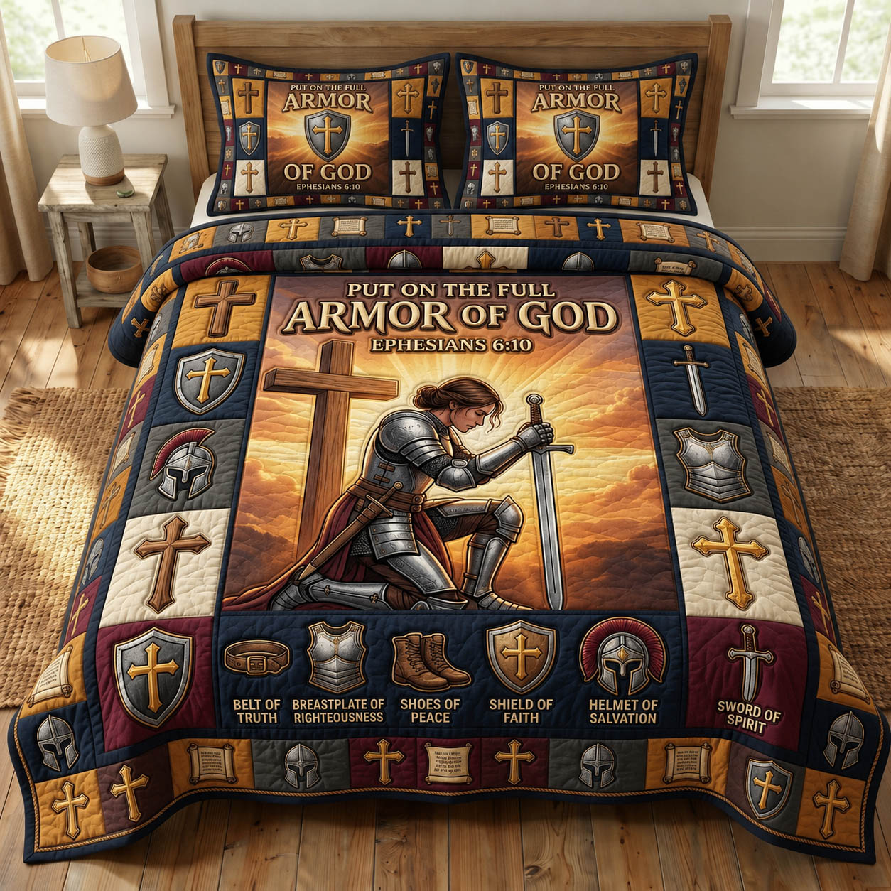 Armor Of God 3-Piece Quilted Bedding Set GFTONMU1171