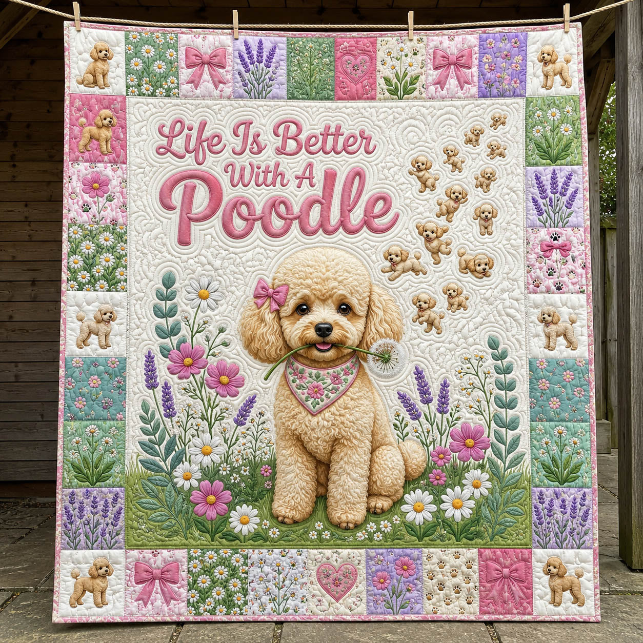 Poodle Lover Quilted Blanket GFTONMU1375