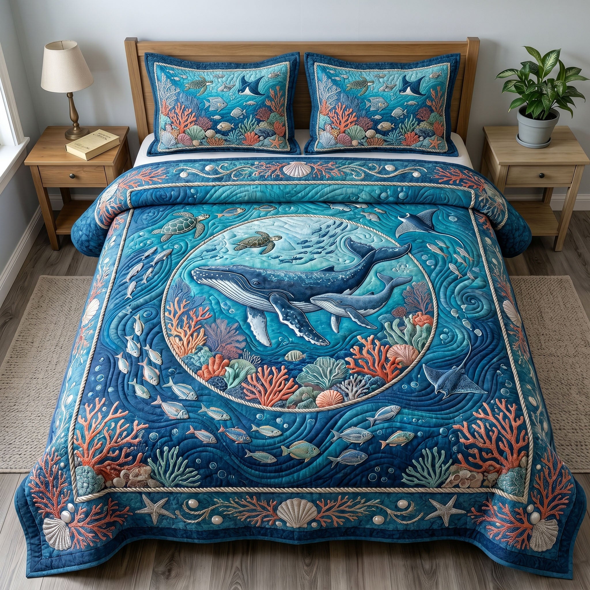 Ocean Wave 3-Piece Quilted Bedding Set GFTONMU232