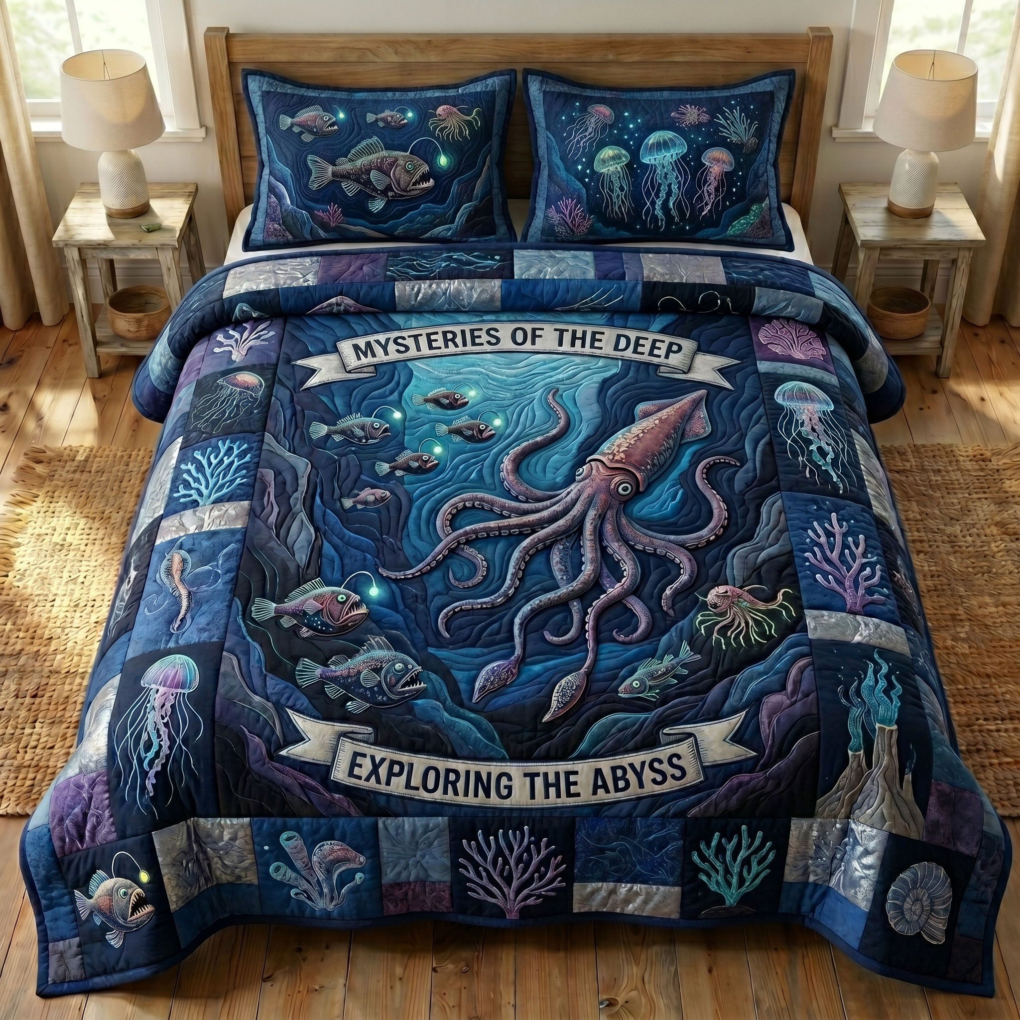 Ocean Wave 3-Piece Quilted Bedding Set GFTONMU238