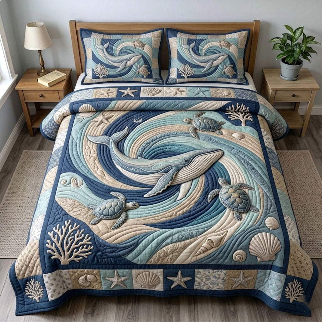 Ocean Wave 3-Piece Quilted Bedding Set GFTONMU240