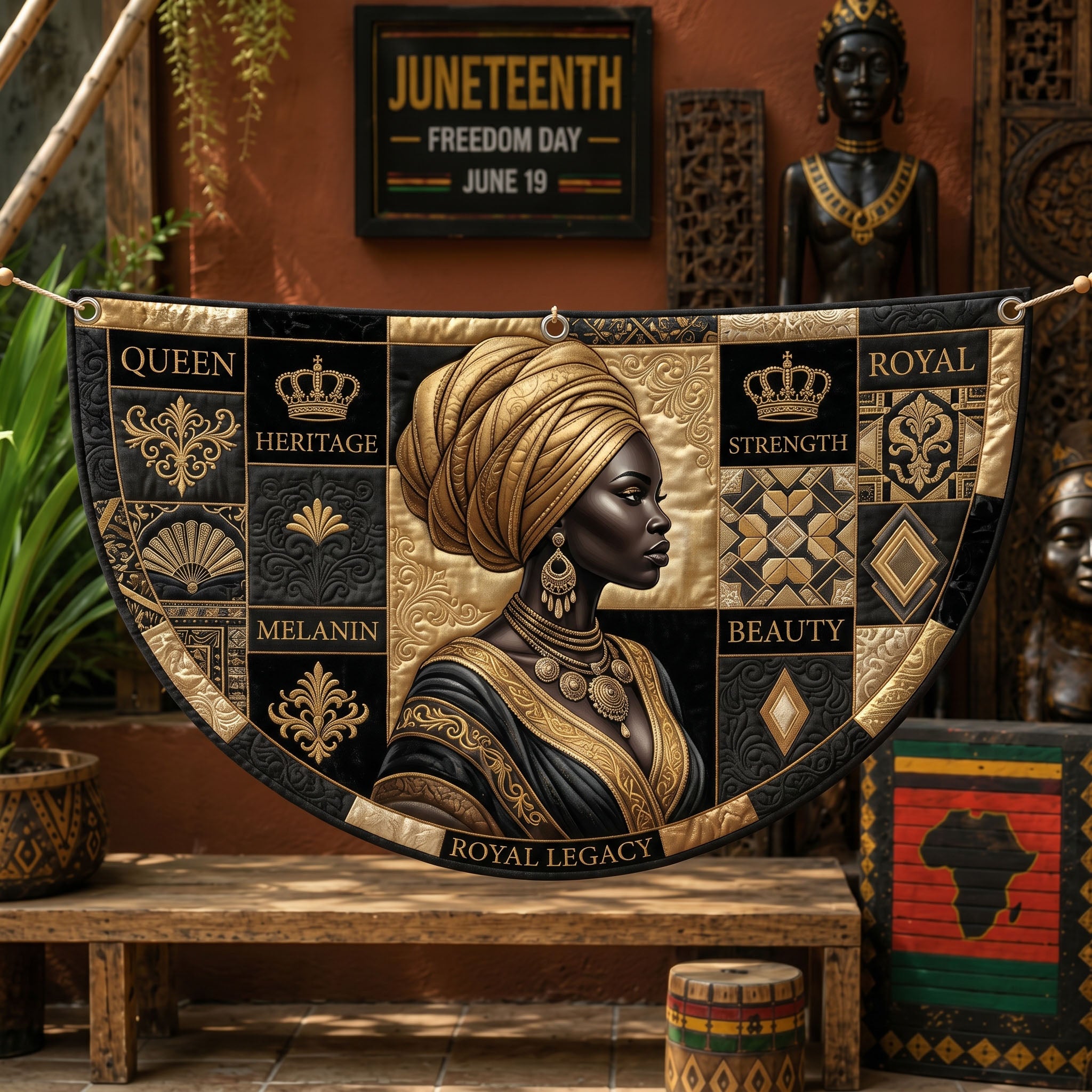 Melanin Queen Fan Flag GFTONMU324